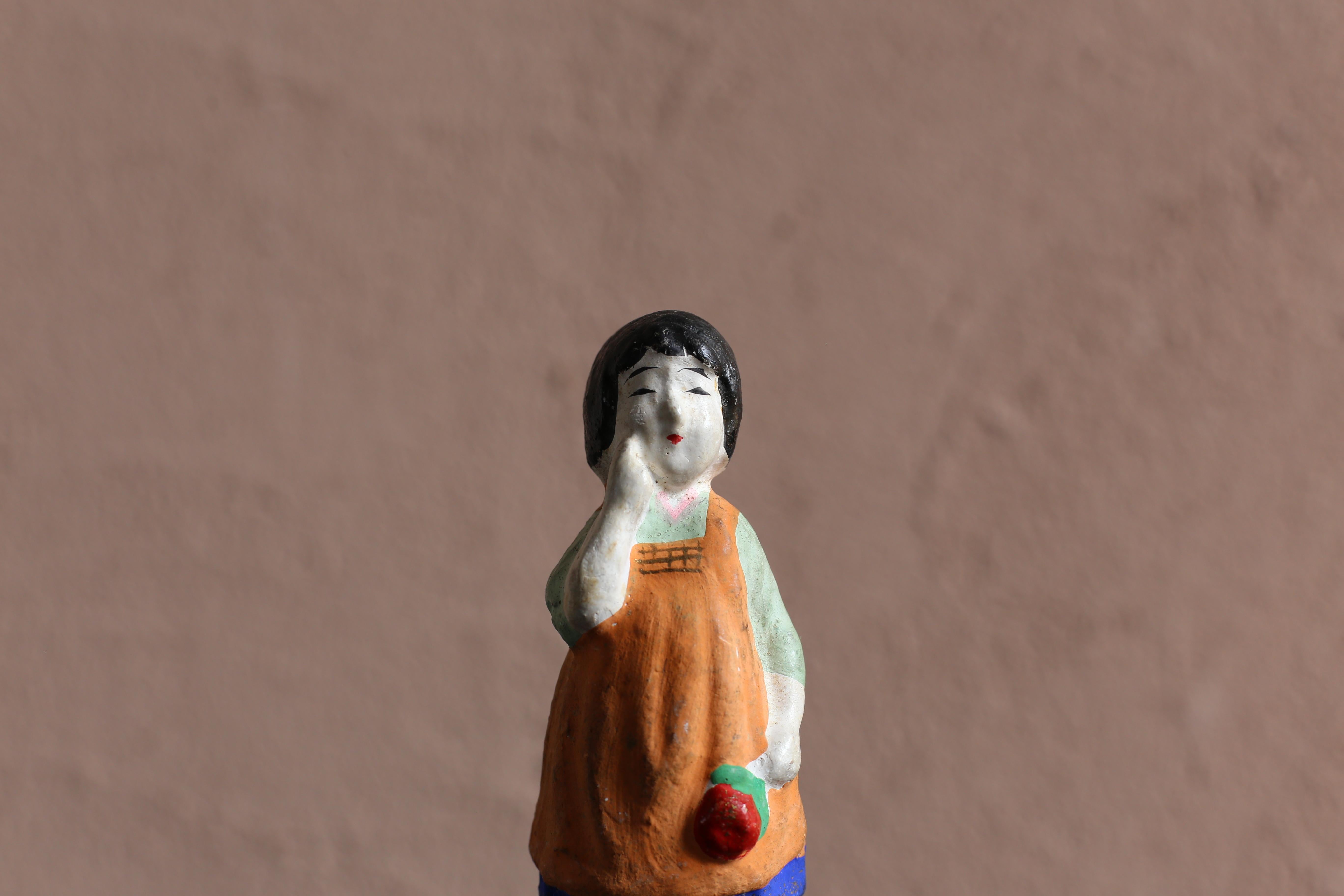 Japanese Old Clay Doll / Mingei For Sale 4