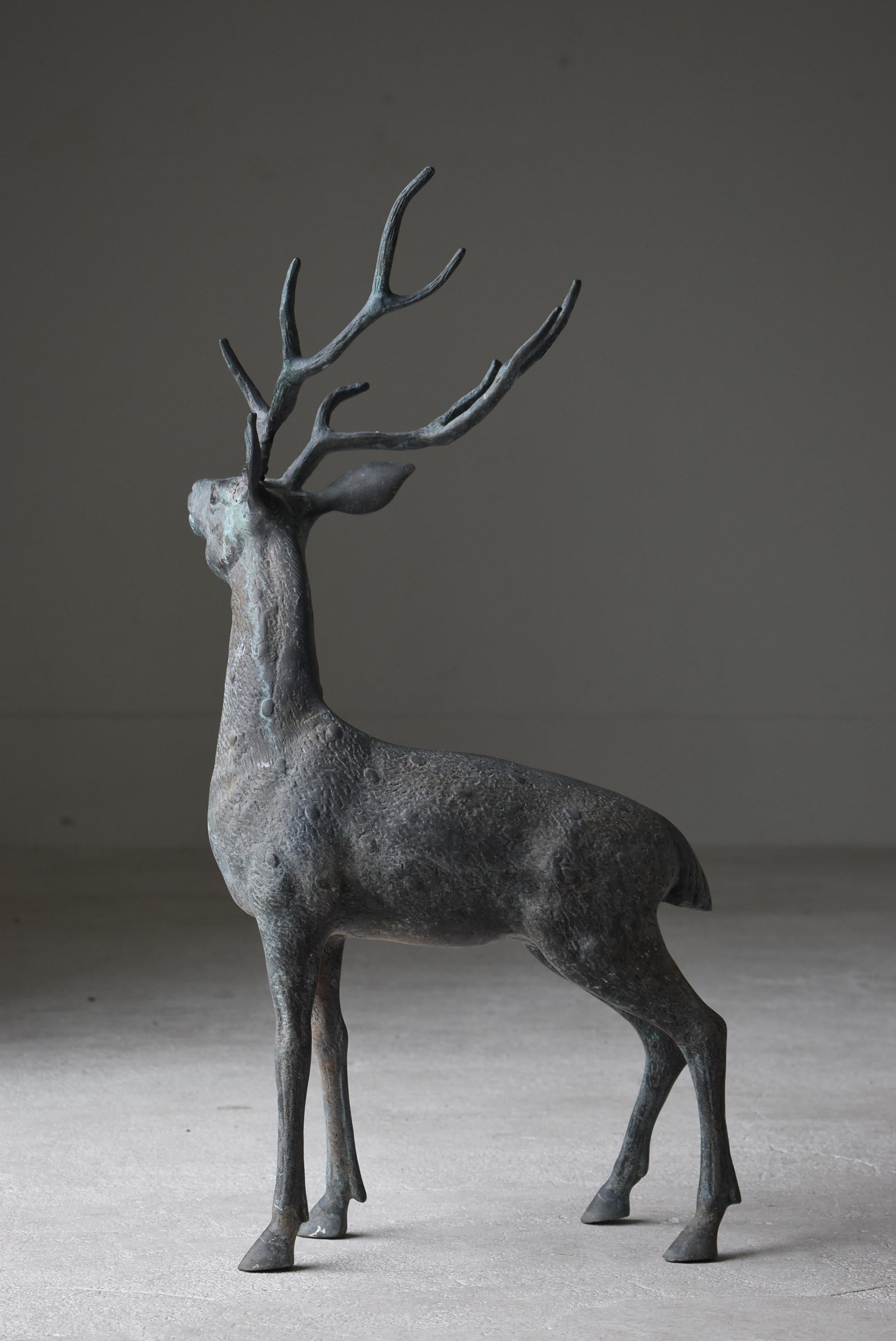 Japanese Old Copper Deer Object/Vintage Figurine Animal Decor Decoration Art 6