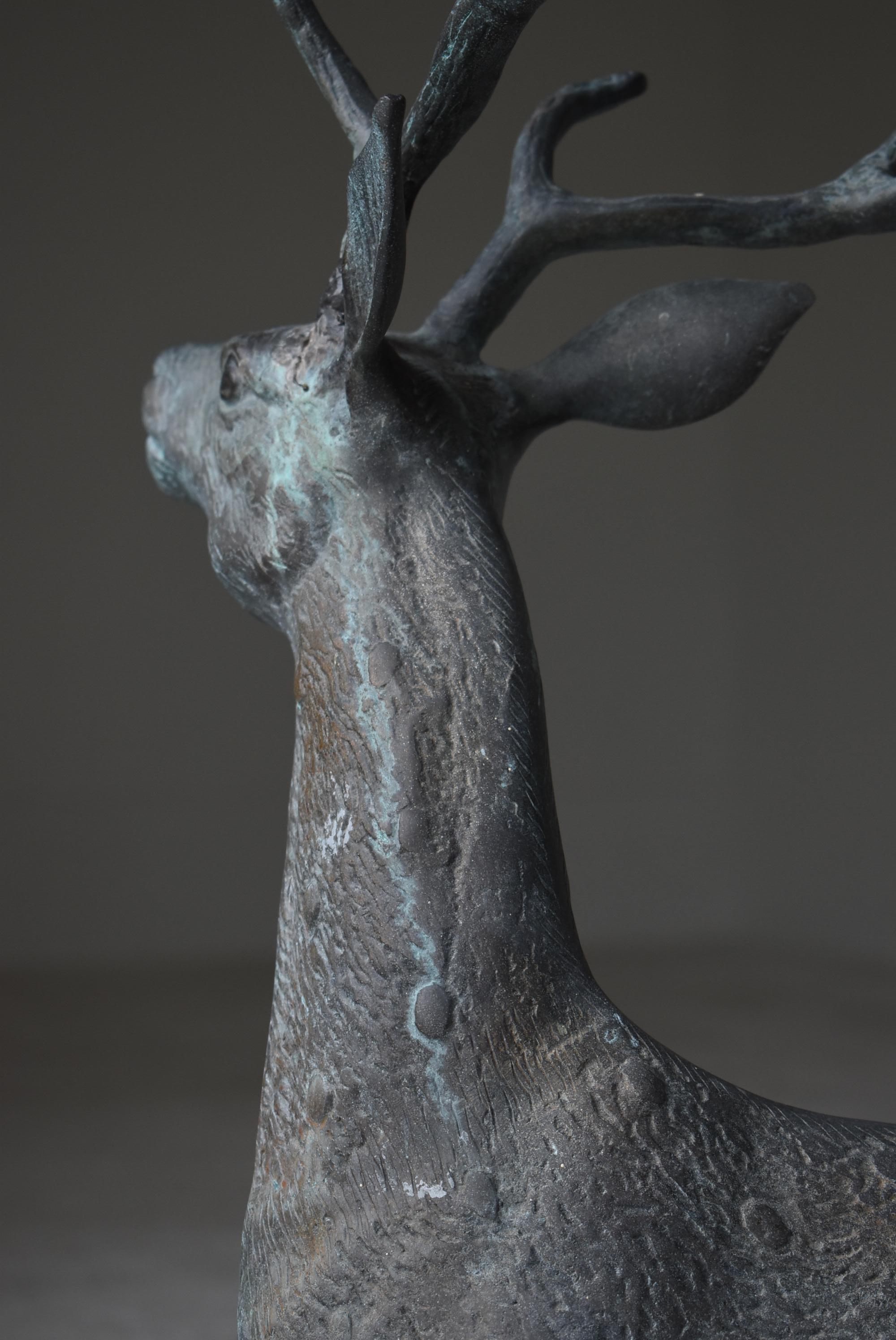 Japanese Old Copper Deer Object/Vintage Figurine Animal Decor Decoration Art 10