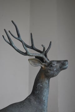 Japanese Old Copper Deer Object/Vintage Figurine Animal Decor Decoration Art