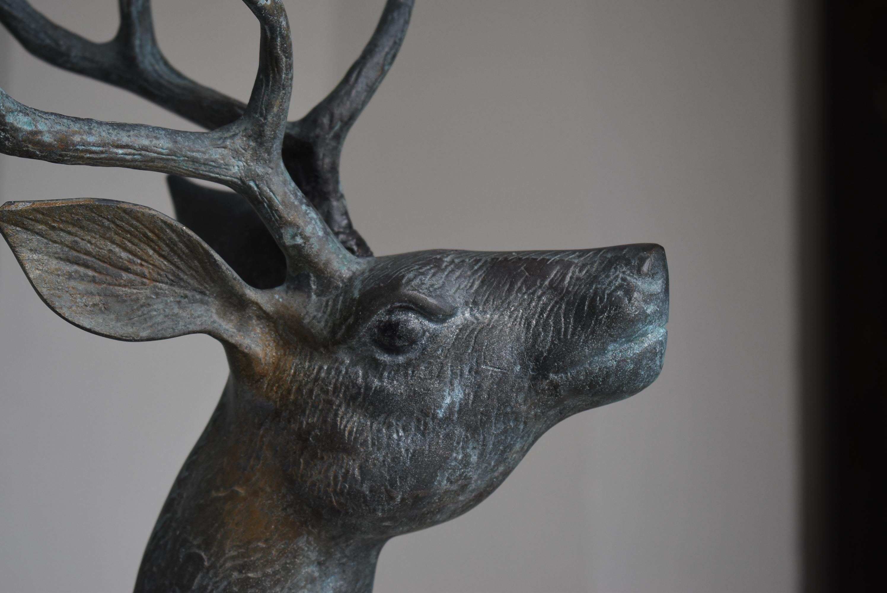 Showa Japanese Old Copper Deer Object/Vintage Figurine Animal Decor Decoration Art