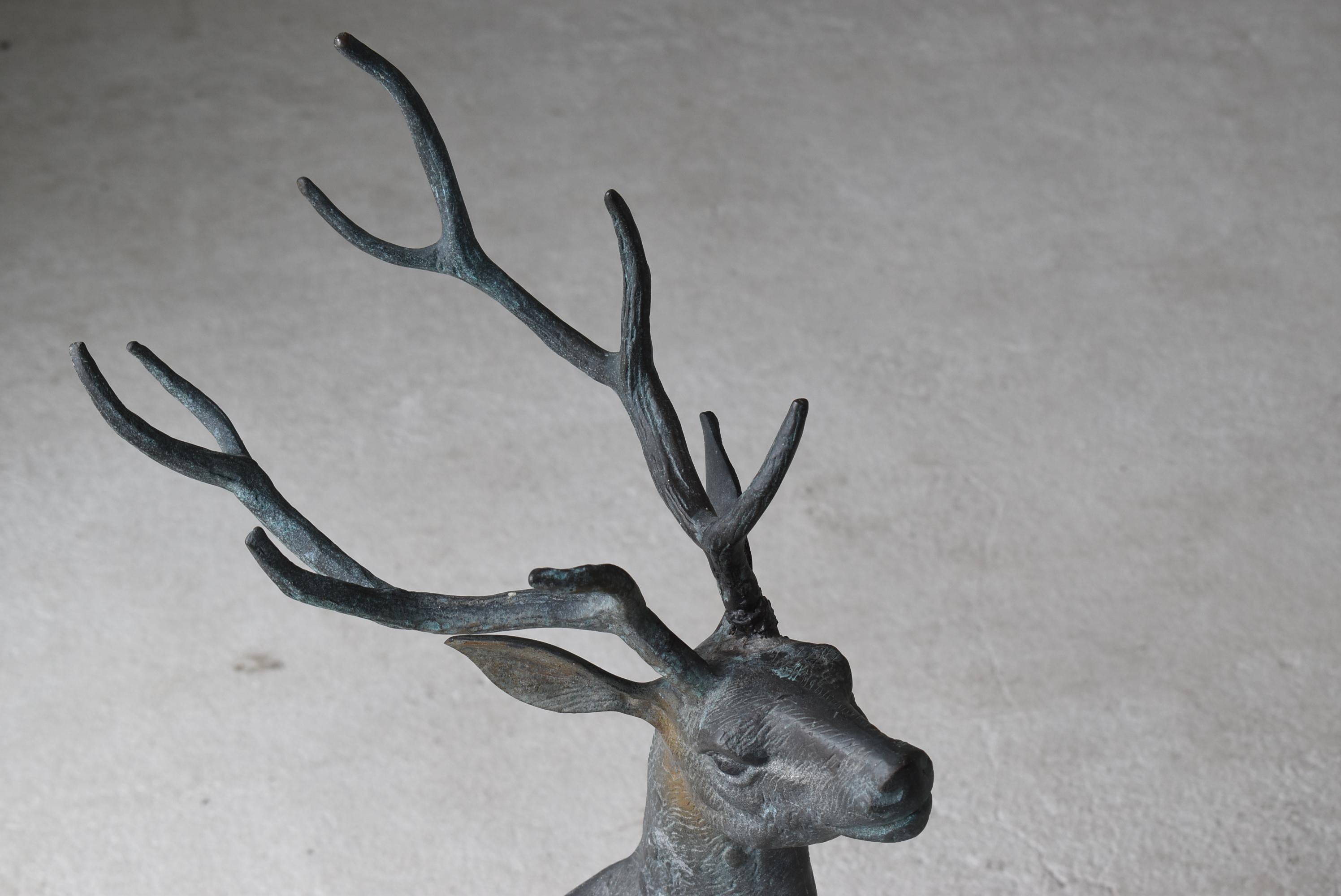 Japanese Old Copper Deer Object/Vintage Figurine Animal Decor Decoration Art 1