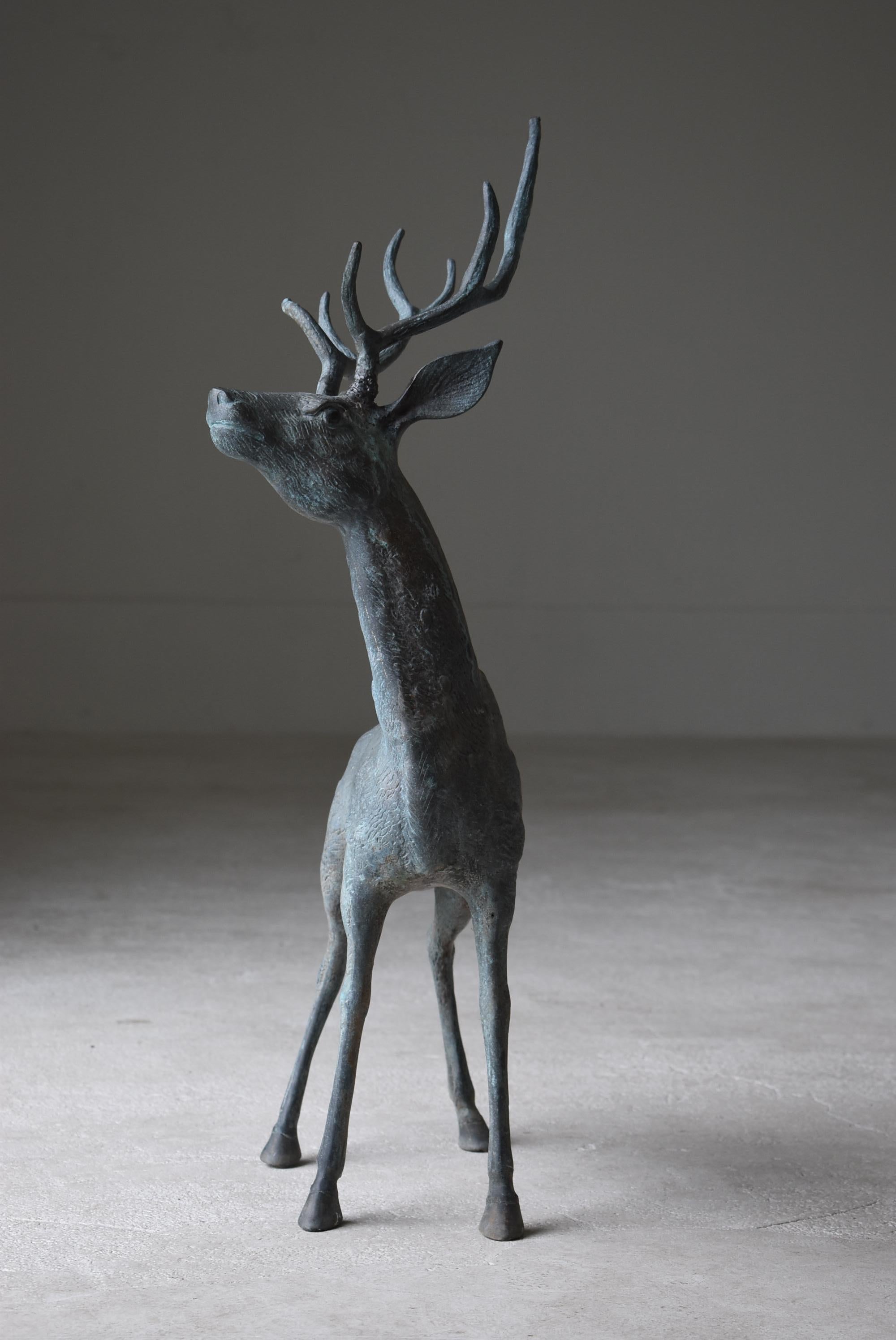 Japanese Old Copper Deer Object/Vintage Figurine Animal Decor Decoration Art 3