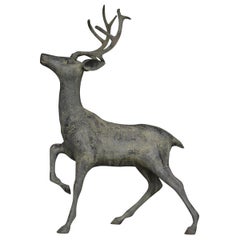 Japanese Old Copper Deer Object/Retro Figurine Animal Decor Decoration Art