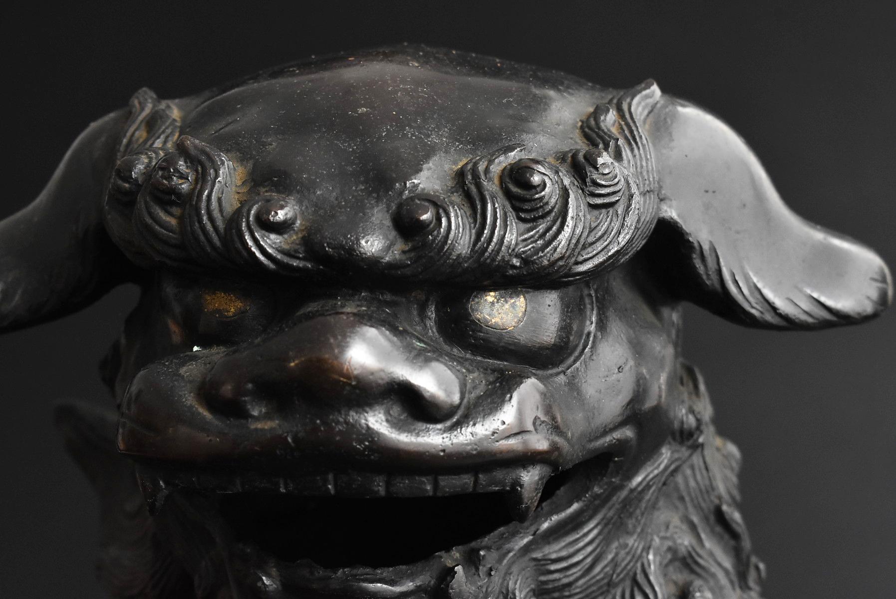 Japanese Old Copper Lion Figurine / Large Casting Figurine/Japanese Antique In Good Condition In Sammu-shi, Chiba