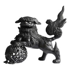 Japanese Old Copper Lion Figurine / Large Casting Figurine/Japanese Antique