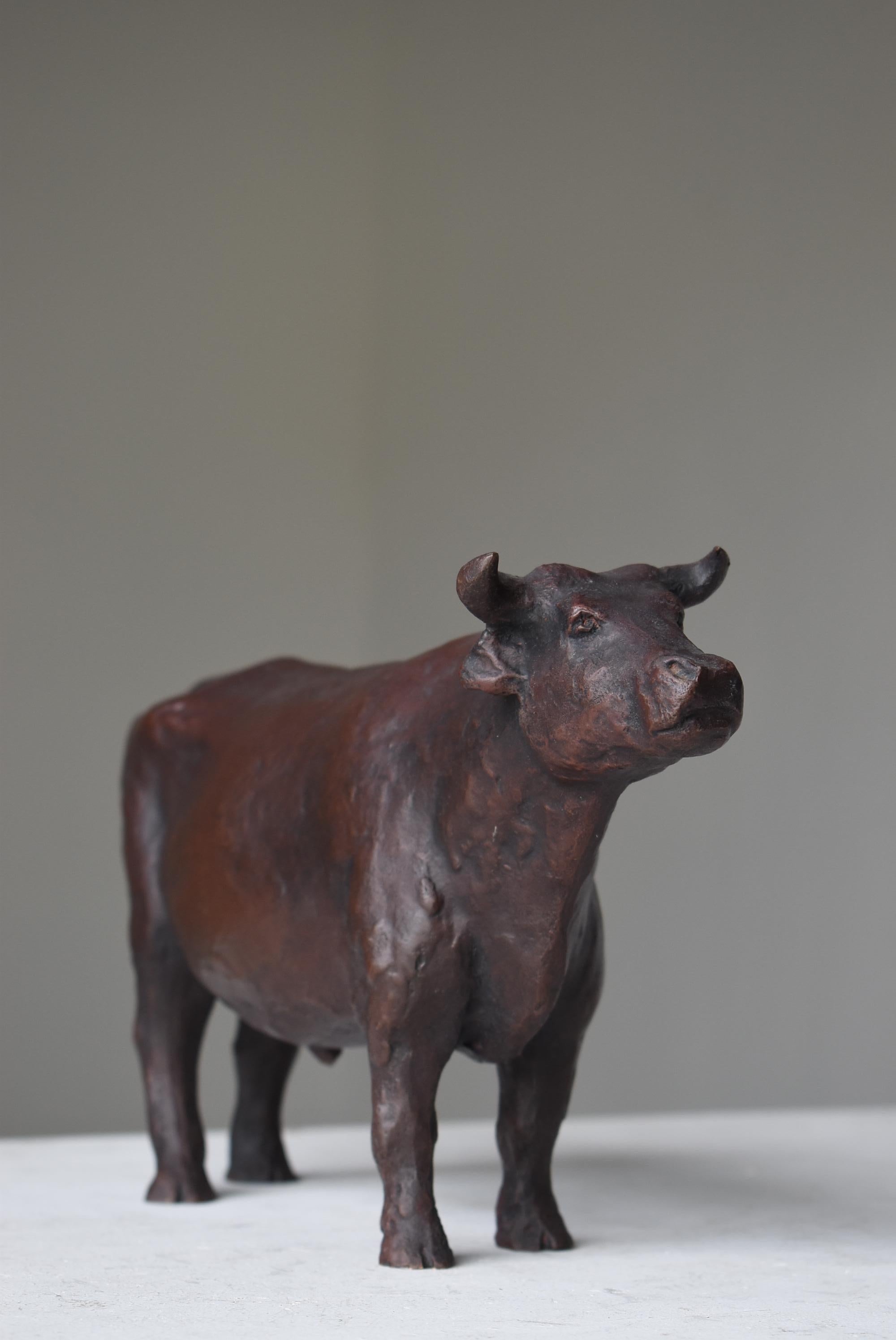 Japanese Old Copper Statue Bull 1950s-1970s / Wabi Sabi 4