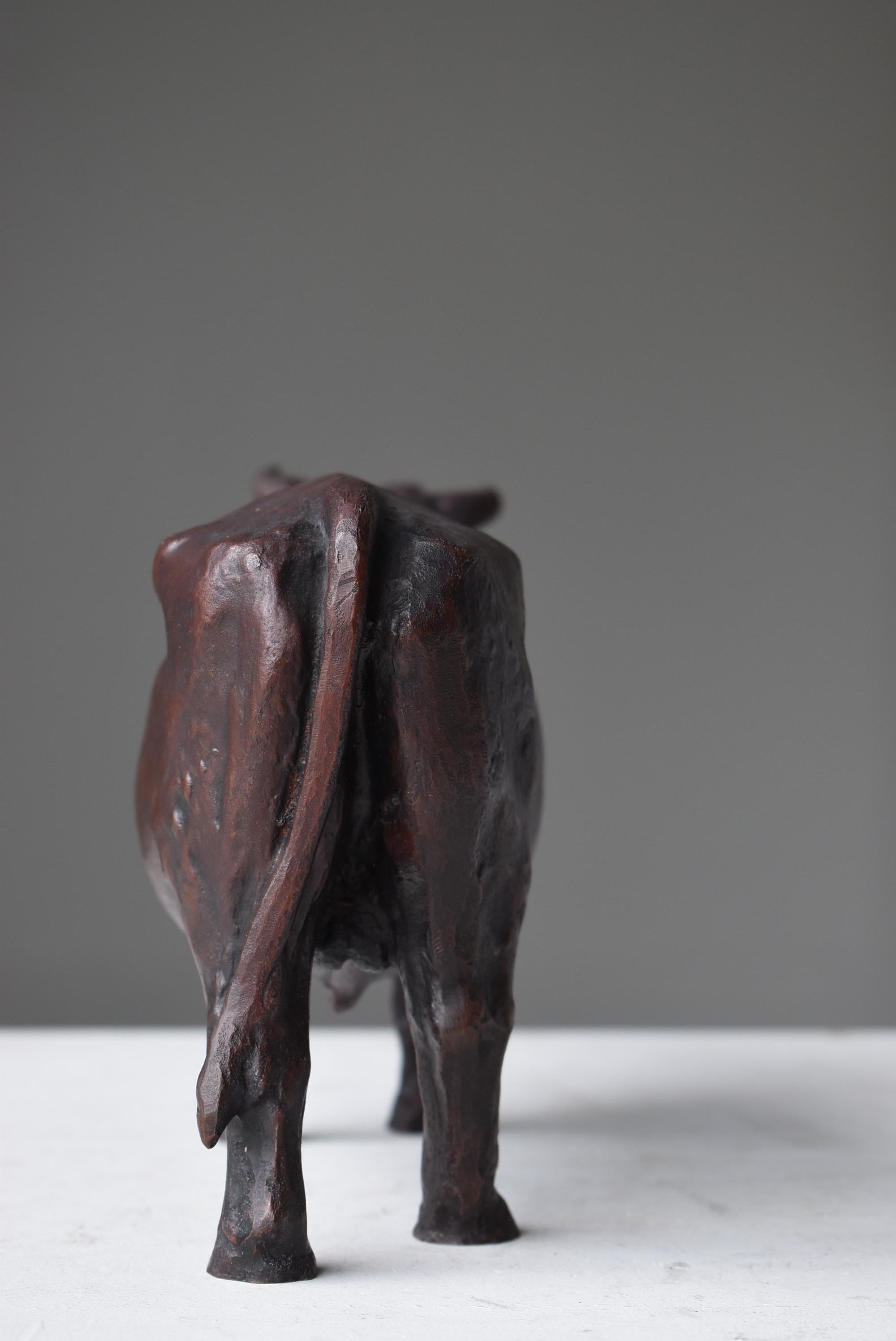 Japanese Old Copper Statue Bull 1950s-1970s / Wabi Sabi 2