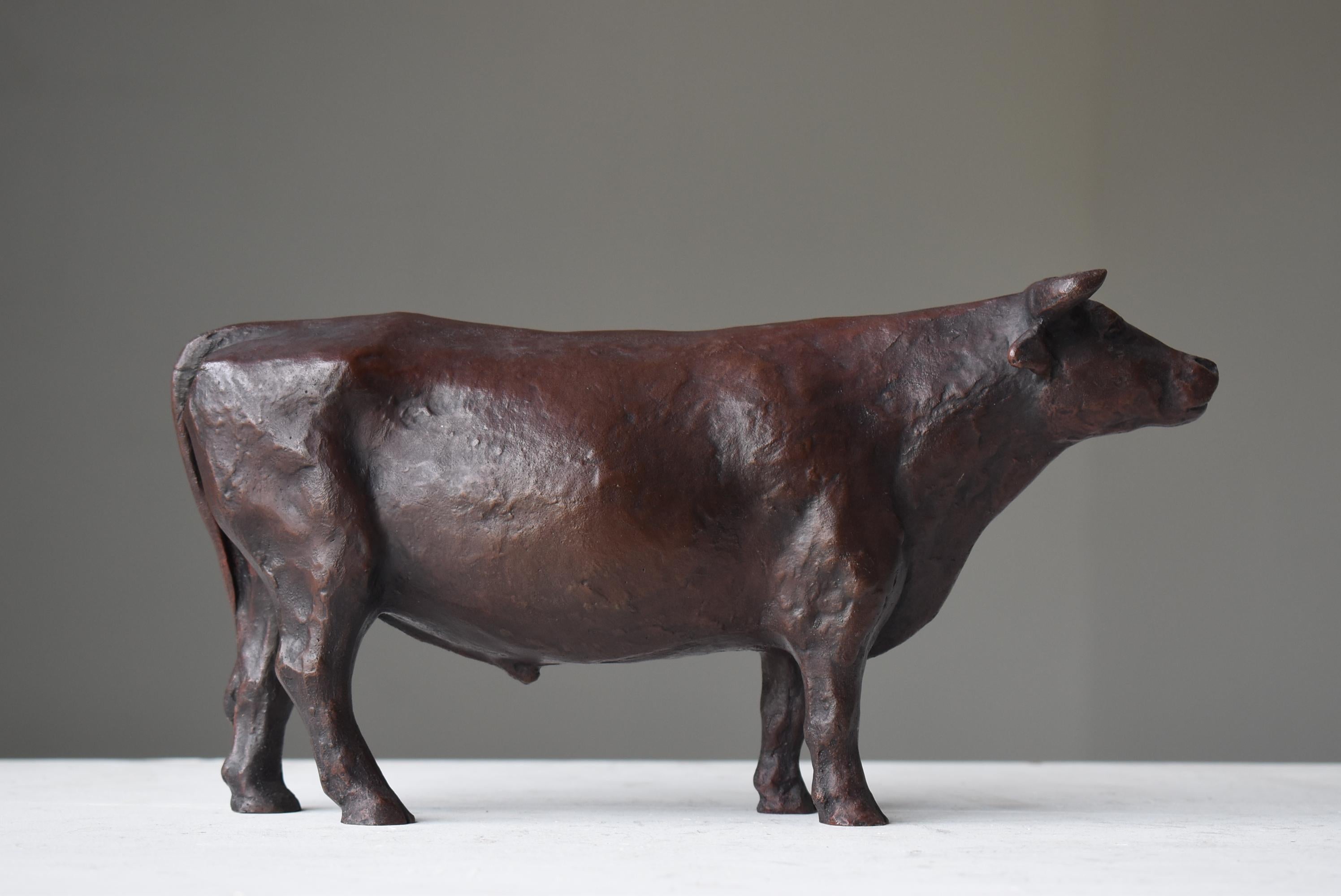 Japanese Old Copper Statue Bull 1950s-1970s / Wabi Sabi 3