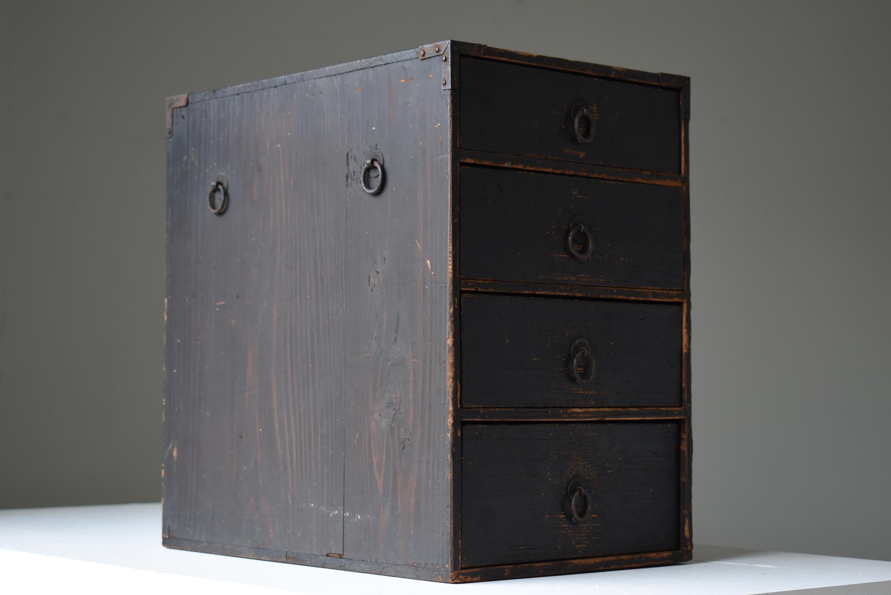 19th Century Japanese Old Drawer 1860s-1900s/Antique Storage Wabisabi Cabinet Chest Shelf