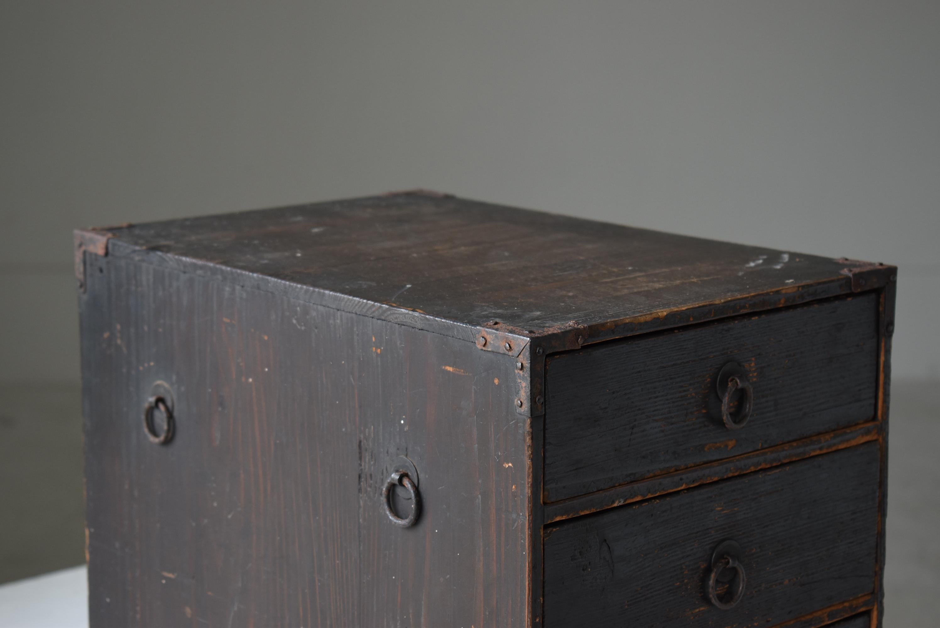 Cedar Japanese Old Drawer 1860s-1900s/Antique Storage Wabisabi Cabinet Chest Shelf