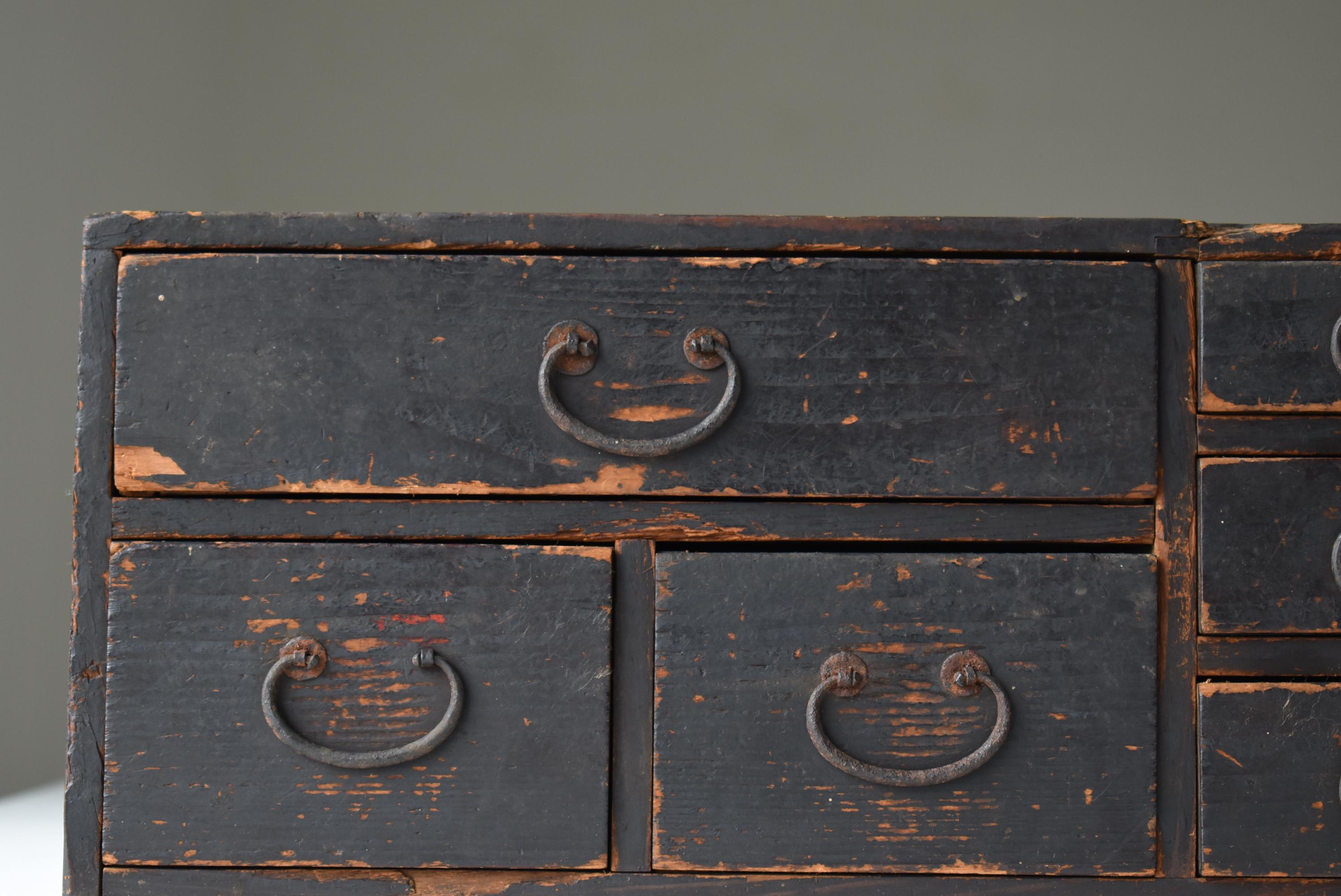 Cedar Japanese Old Drawer 1860s-1920s/Antique Chest Cabinet Shelf Storage Wabisabi