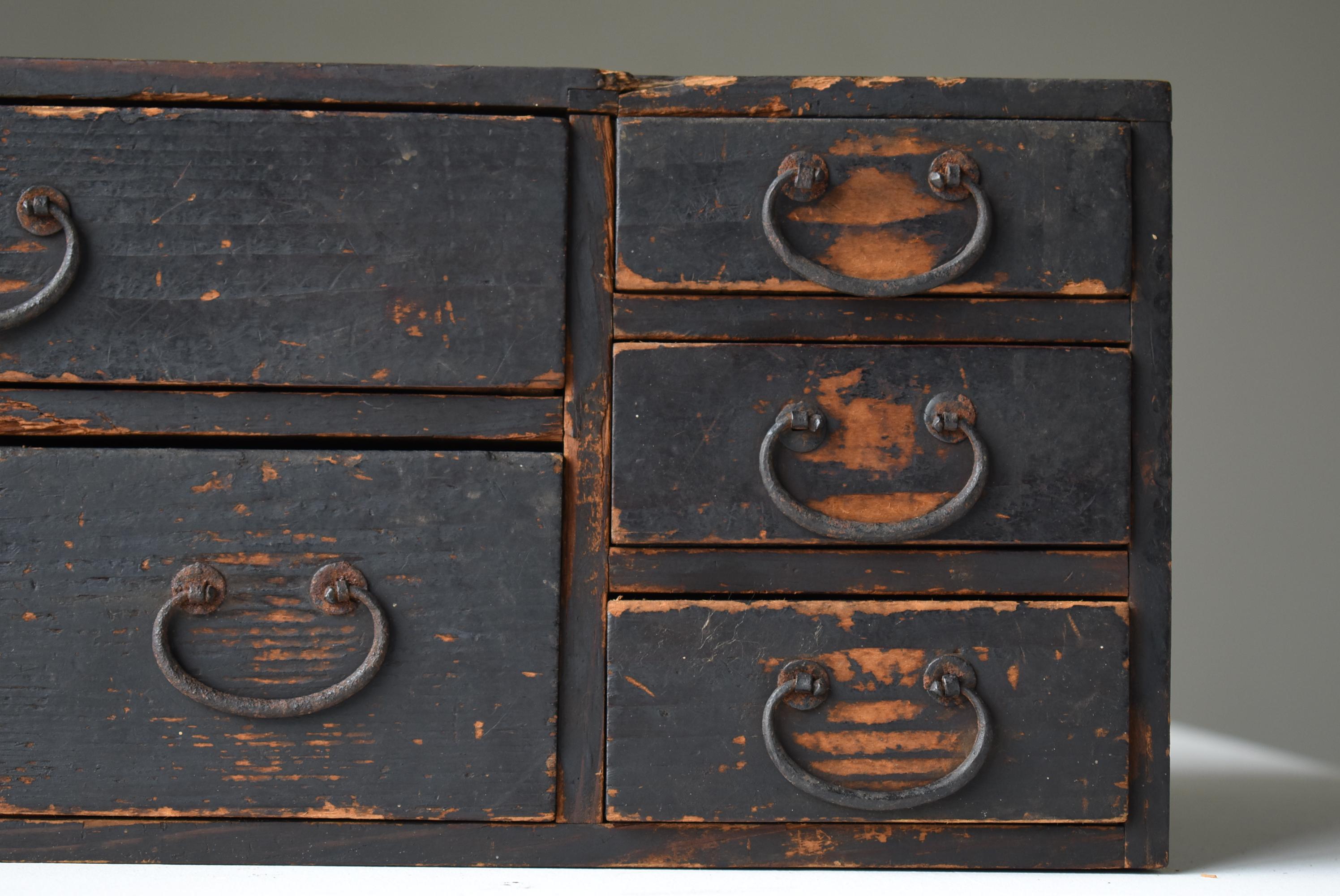 Japanese Old Drawer 1860s-1920s/Antique Chest Cabinet Shelf Storage Wabisabi 1