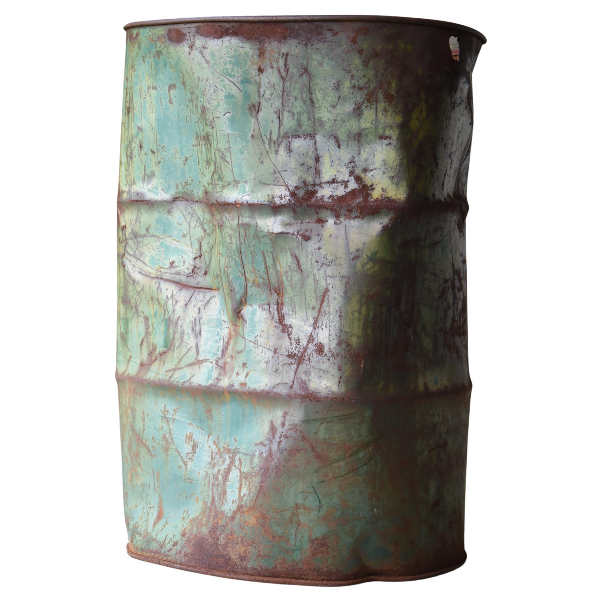 Japanese Old Drum Can 1960s-1980s / Contemporary Art Wabisabi For Sale