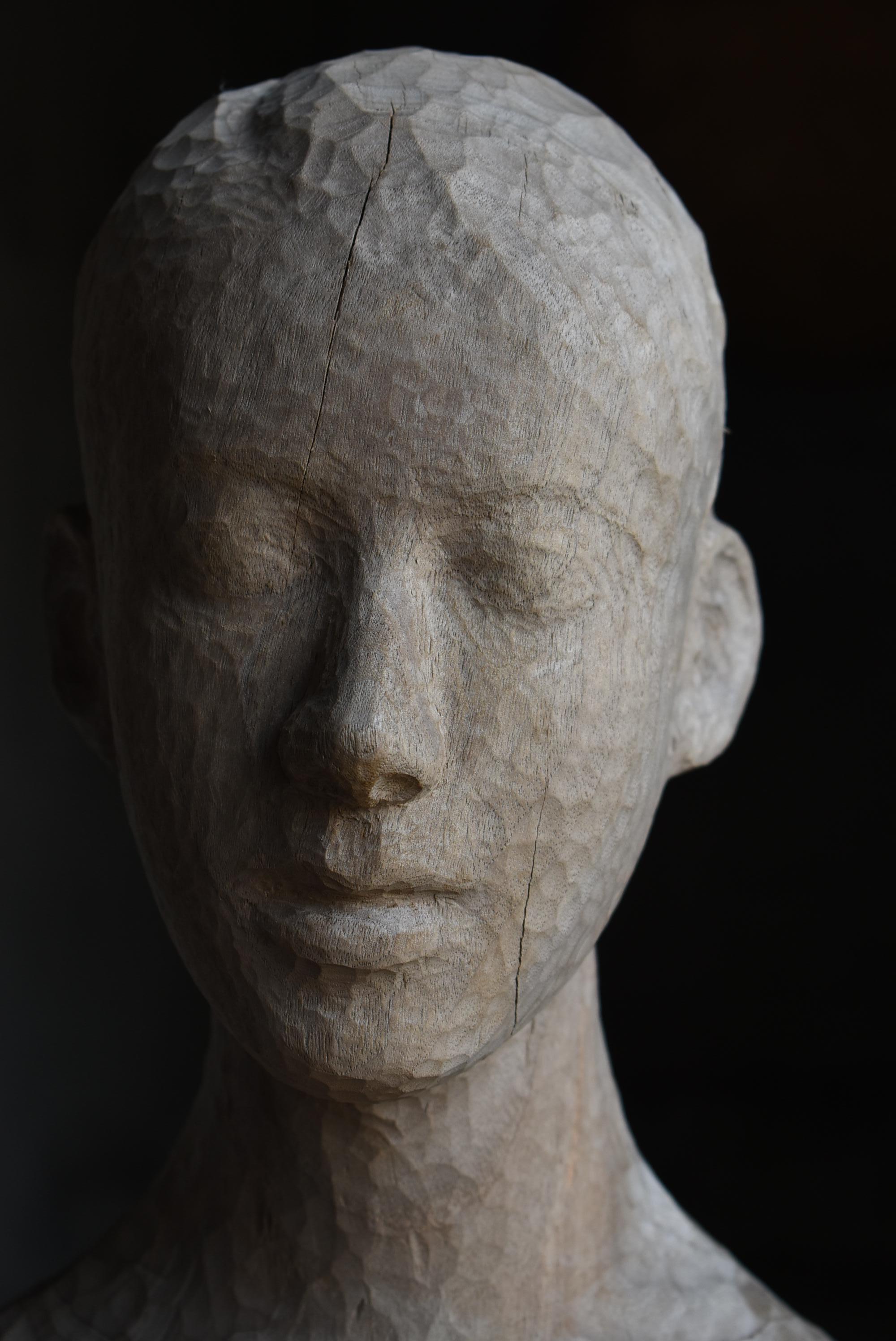Wood Japanese Old Female Figure Sculpture 1960s-1980s / Figurine Human Statue For Sale