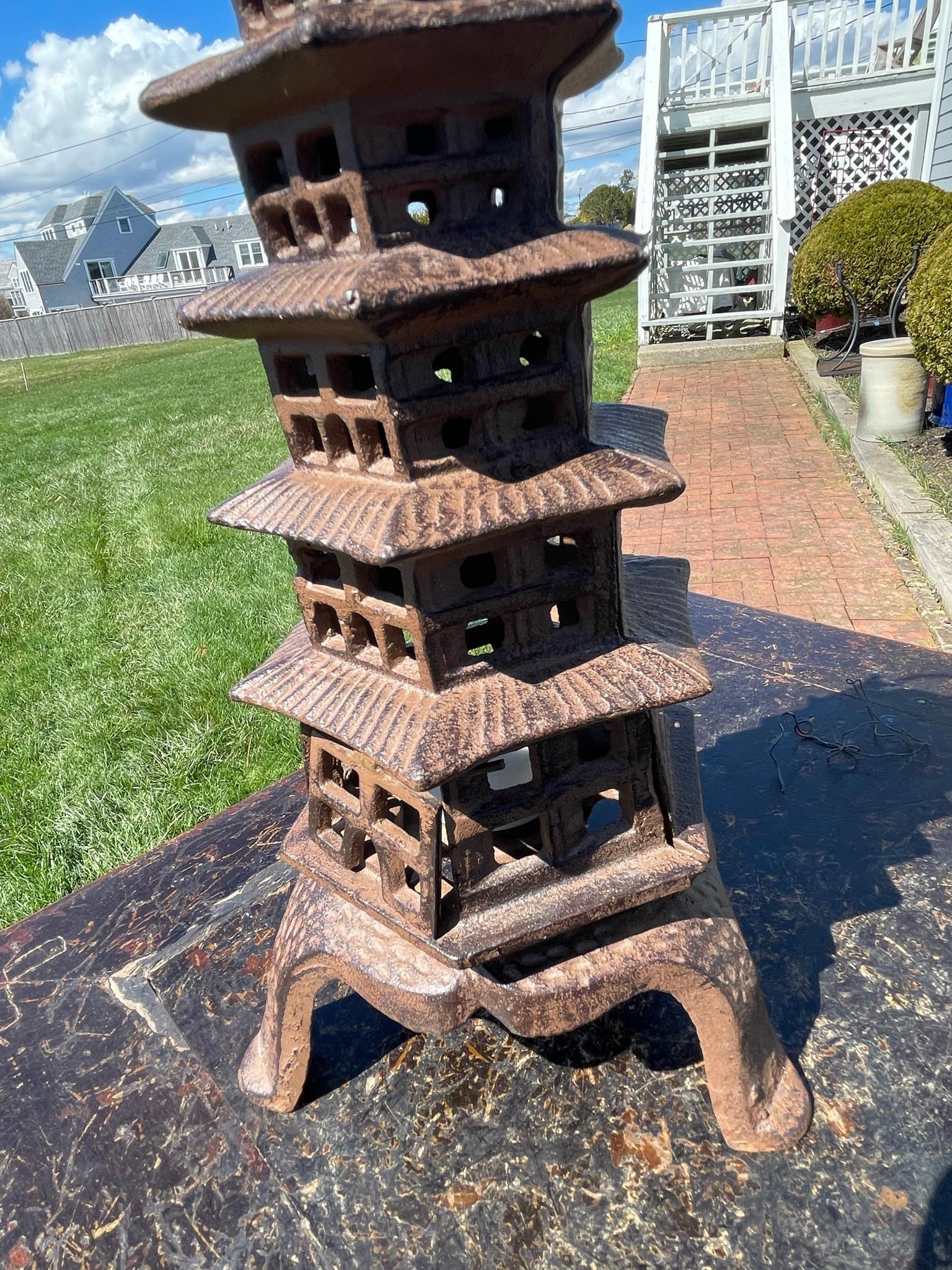 Iron Japanese Old Five Roofed Pagoda Lighting Lantern For Sale