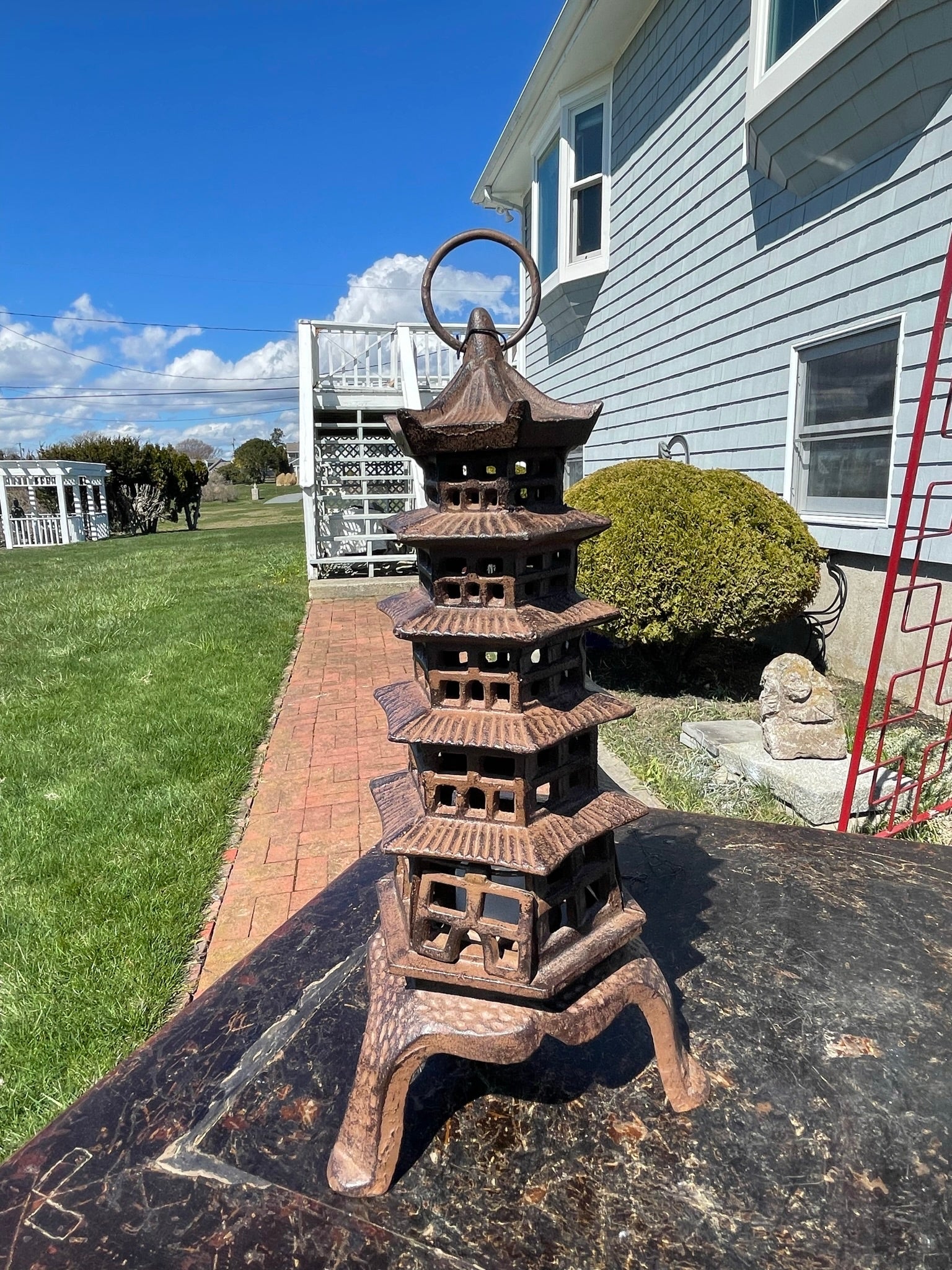 Showa Japanese Old Five Roofed Pagoda Lighting Lantern