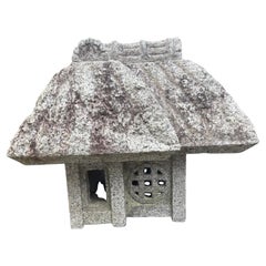 Japanese Old Granite Garden House Model Stone Minka Lantern