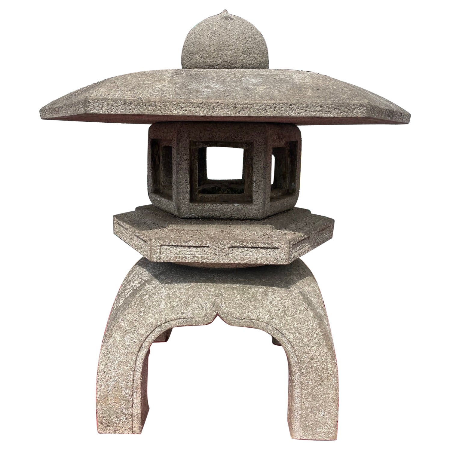 Japanese Old Hand Carved Classic Yukimi Water or Snow Windows Lantern