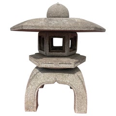 Used Japanese Old Hand Carved Classic Yukimi Water or Snow Windows Lantern
