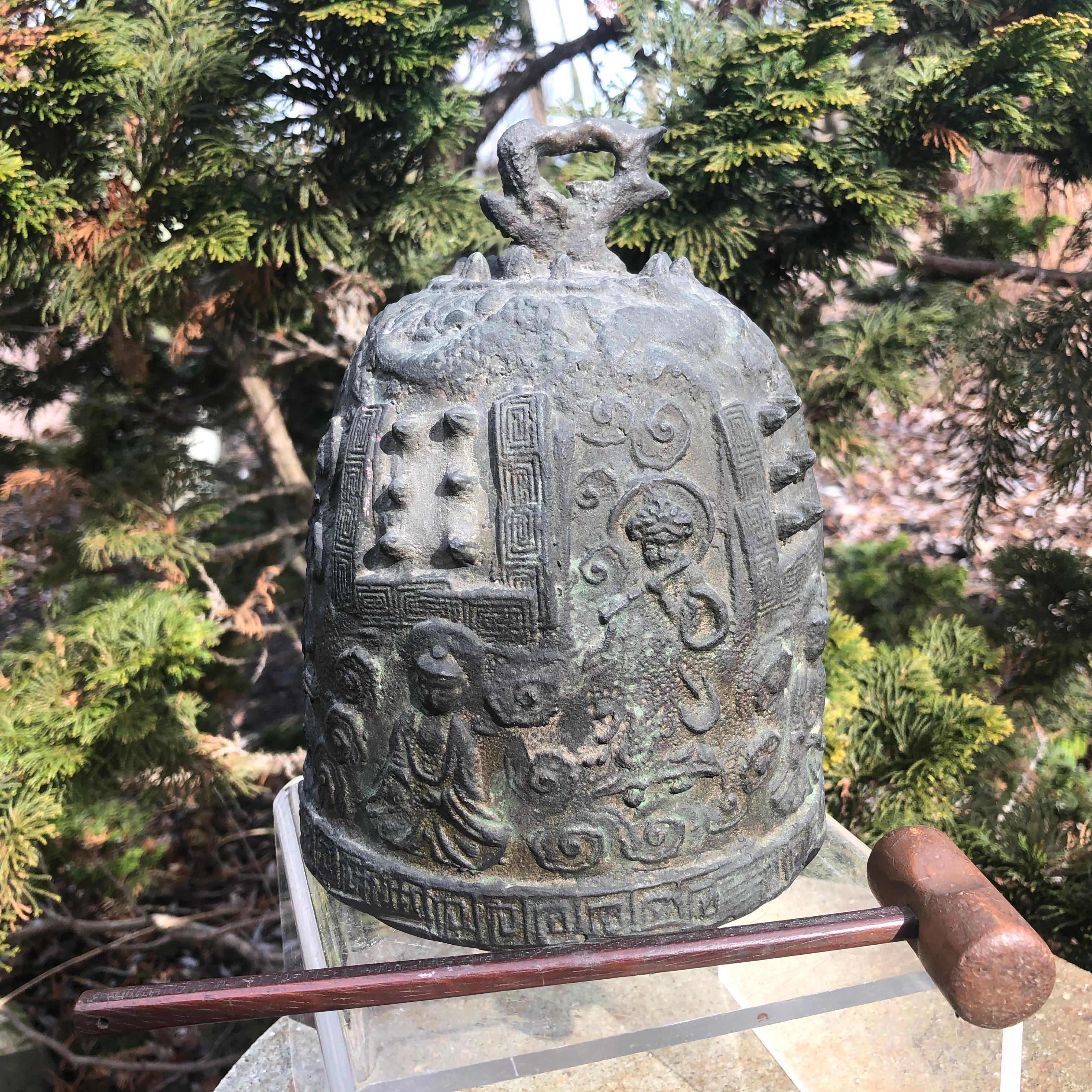 Japanese Old Hand Cast Bronze Temple Bell 