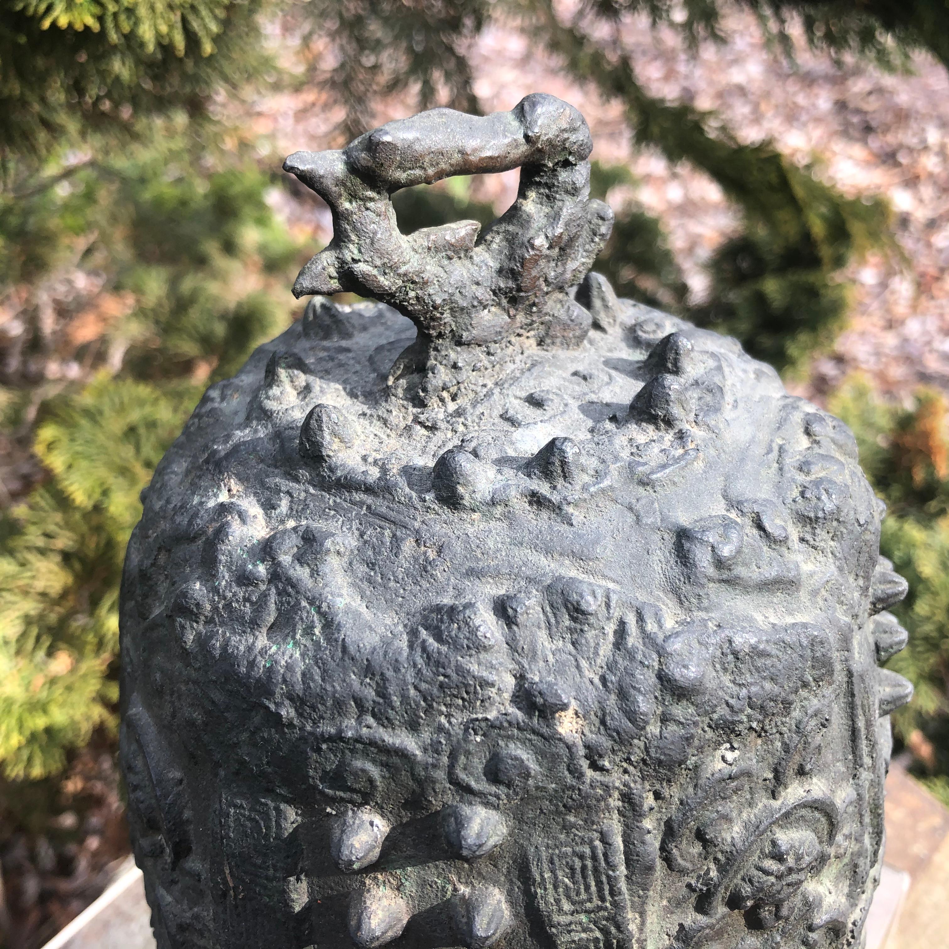 Japanese Old Hand Cast Bronze Temple Bell 