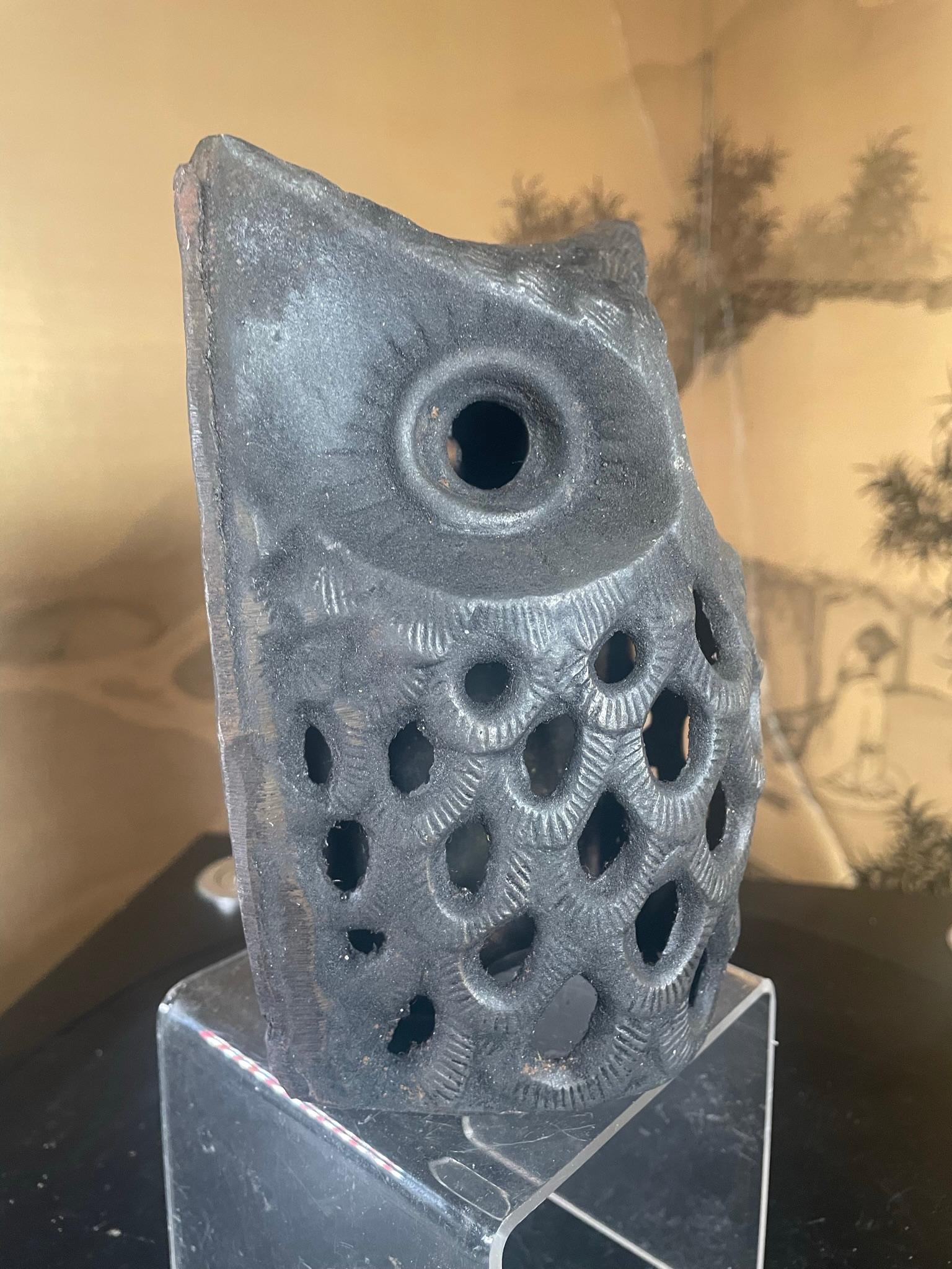 Japanese  Old Hand Cast Owl Wall Sconce Lantern 1