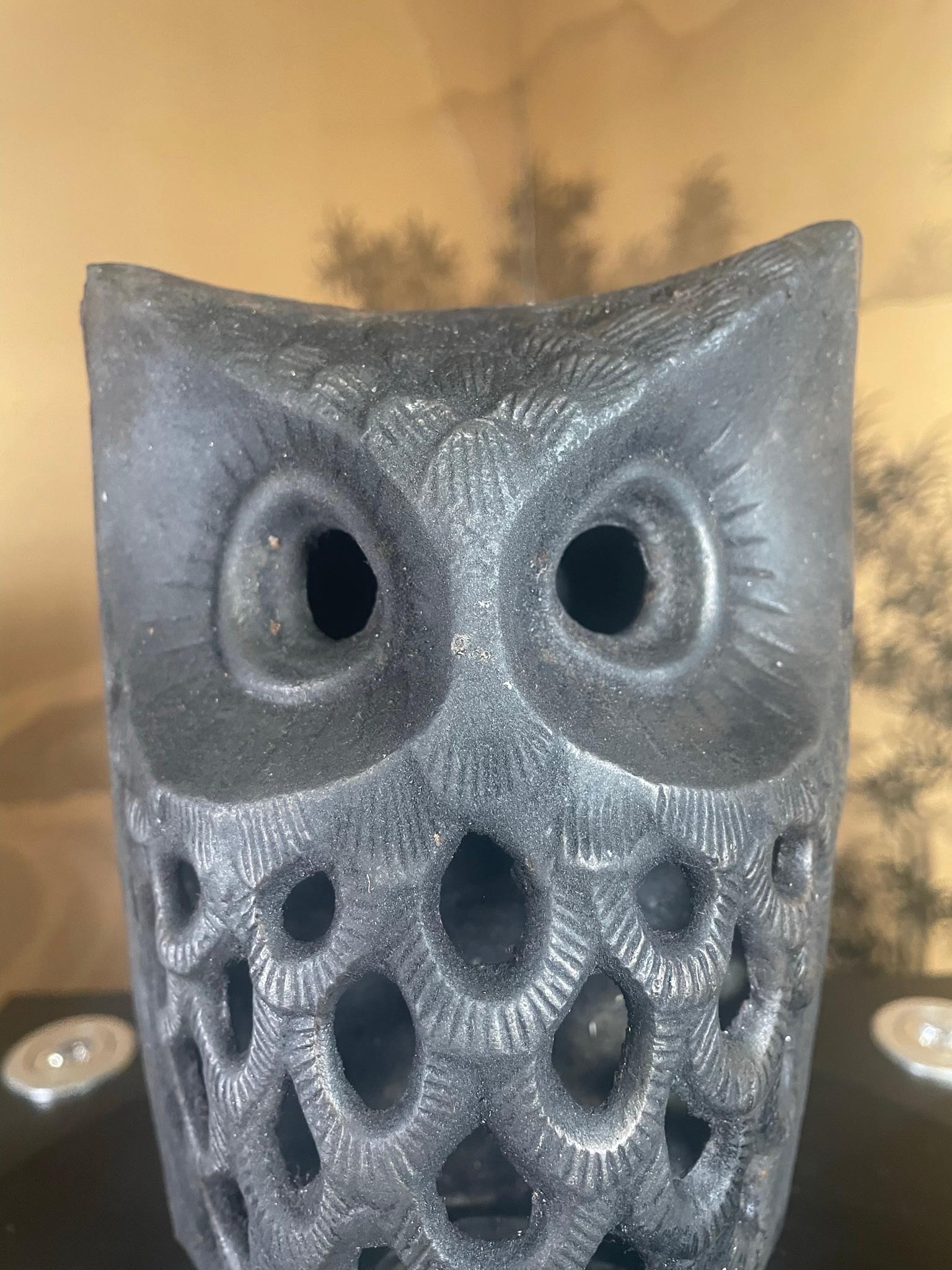 Showa Japanese  Old Hand Cast Owl Wall Sconce Lantern