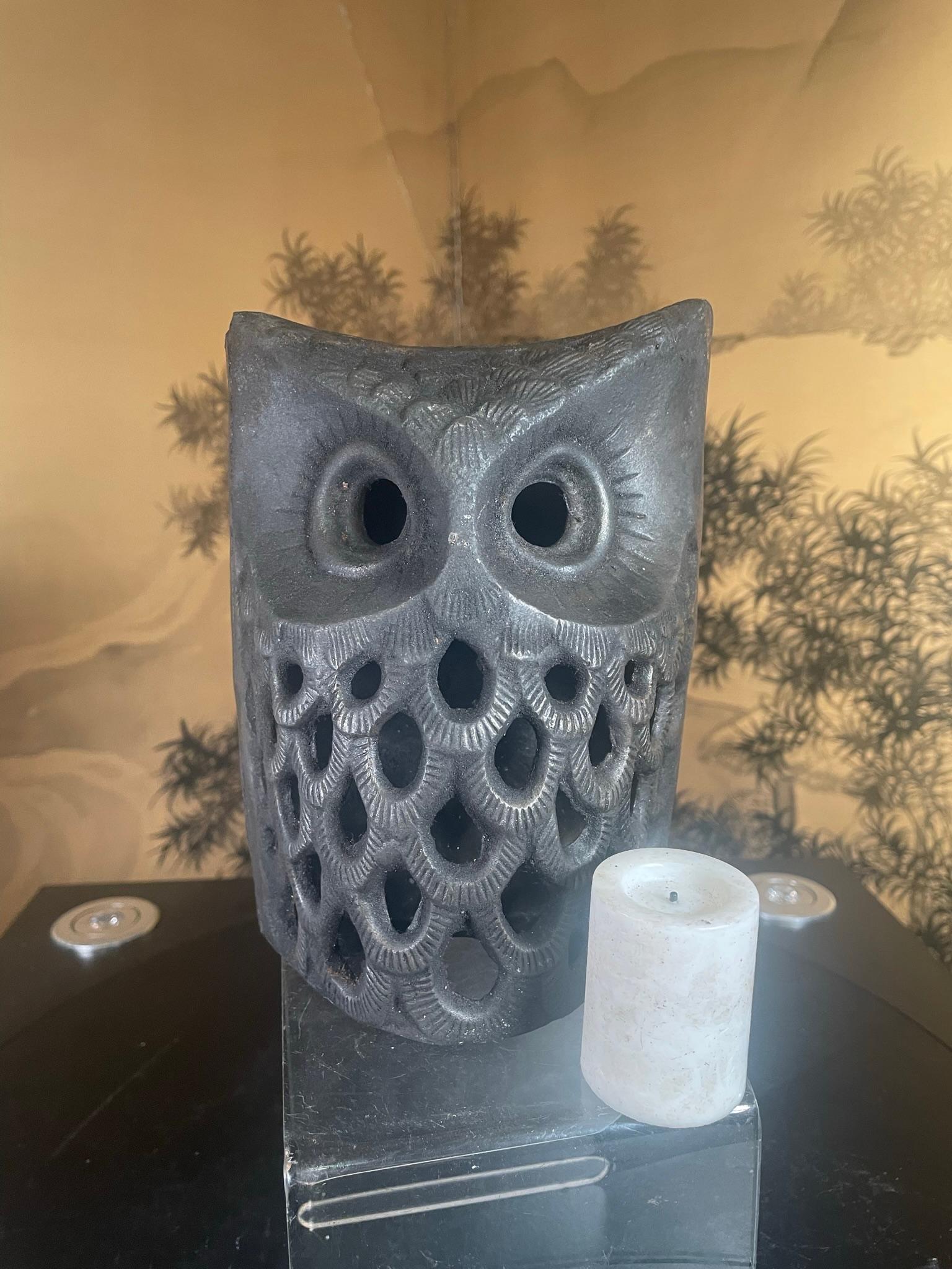 Hand-Crafted Japanese  Old Hand Cast Owl Wall Sconce Lantern