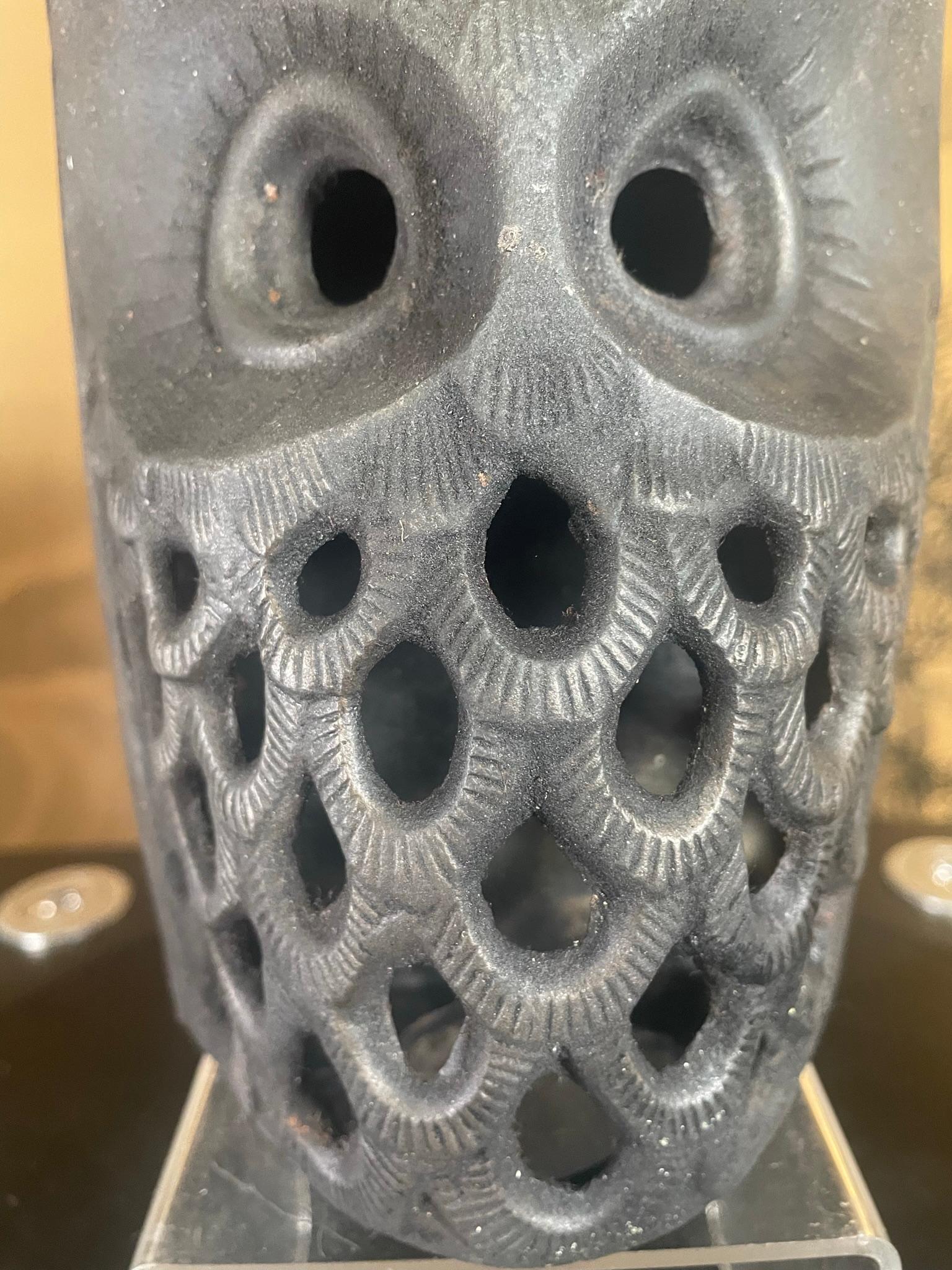 20th Century Japanese  Old Hand Cast Owl Wall Sconce Lantern
