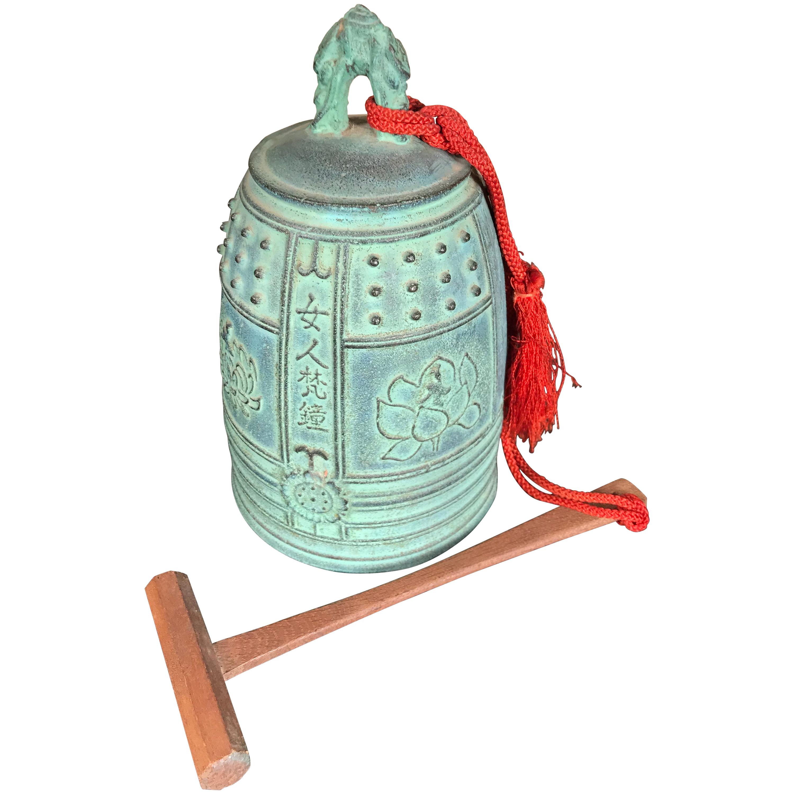 Japanese Old Hand Cast Temple Bell Resonates Beautiful Serene Sound