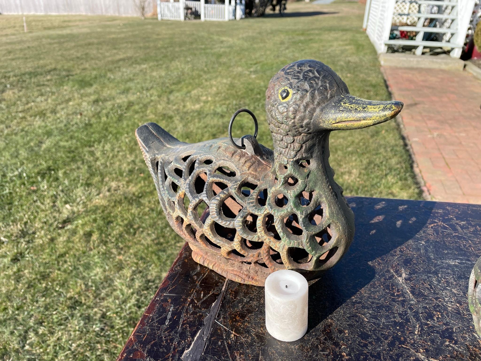 Japanese Old Hand Painted Swimming Mallard Duck Lighting Lantern 4