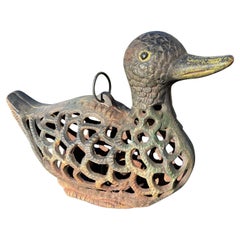 Japanese Old Hand Painted Swimming Mallard Duck Lighting Lantern