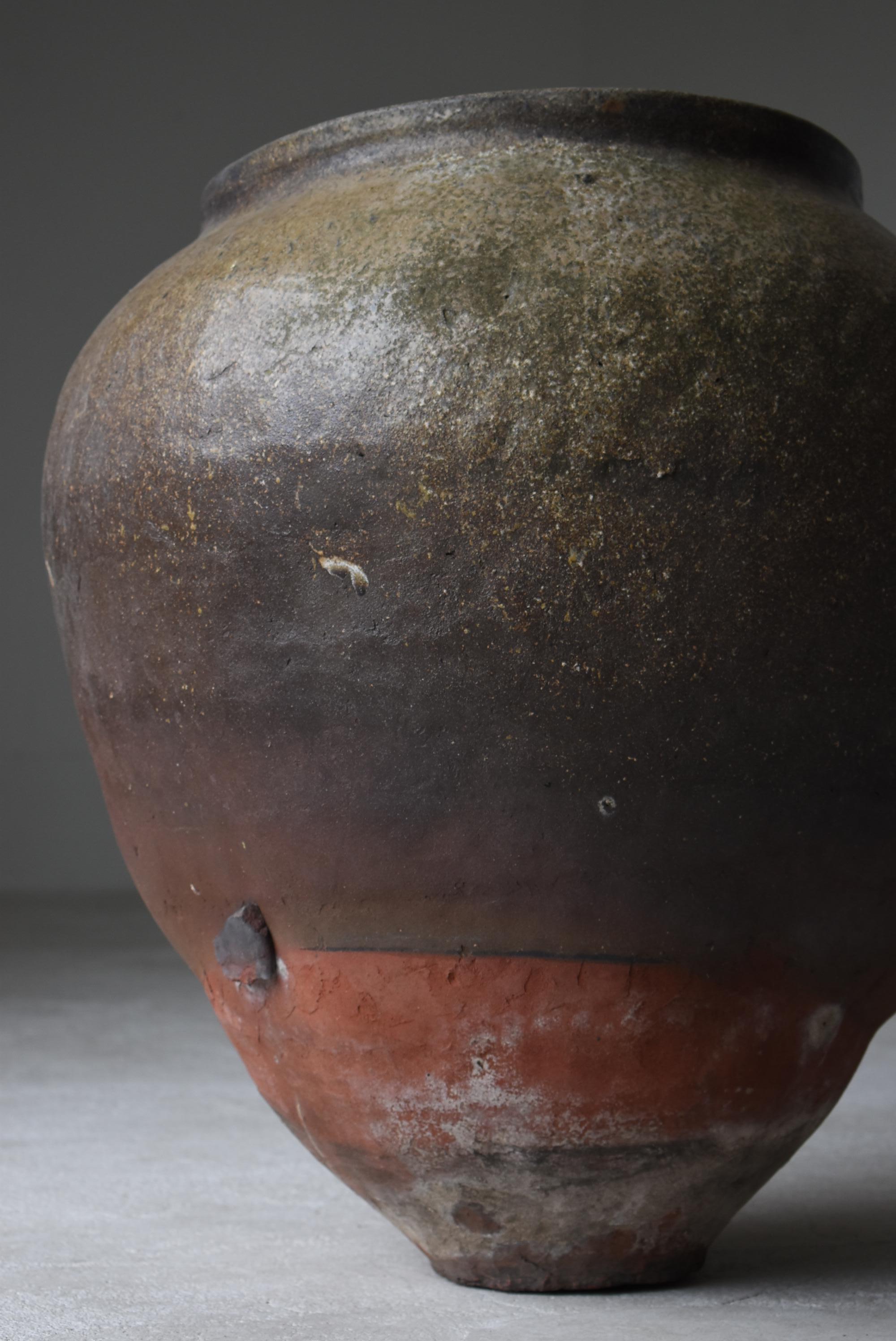 Japanese Old Huge Pottery 1700s-1800s/Antique Flower Vase Vessel Jar Tsubo Edo 6