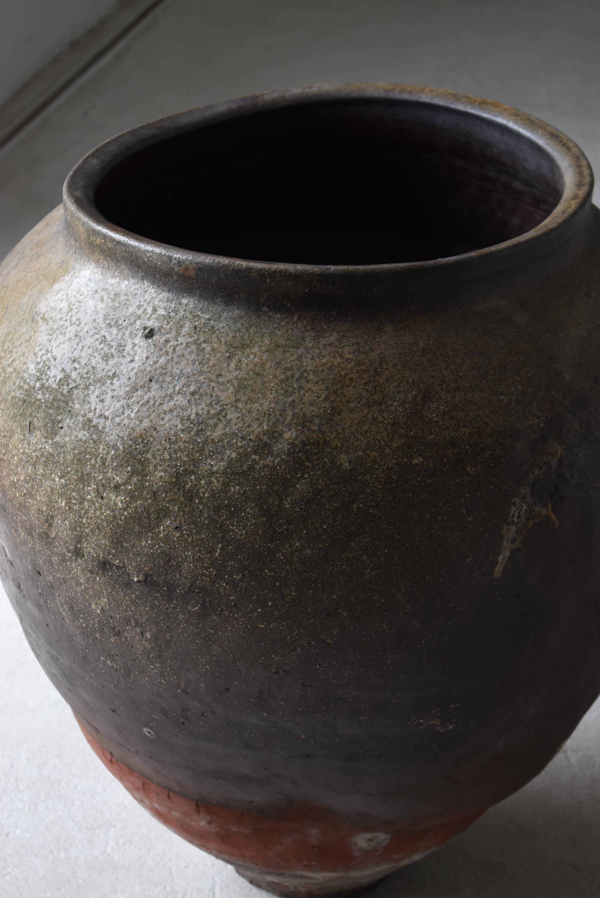 Japanese Old Huge Pottery 1700s-1800s/Antique Flower Vase Vessel Jar Tsubo Edo 8