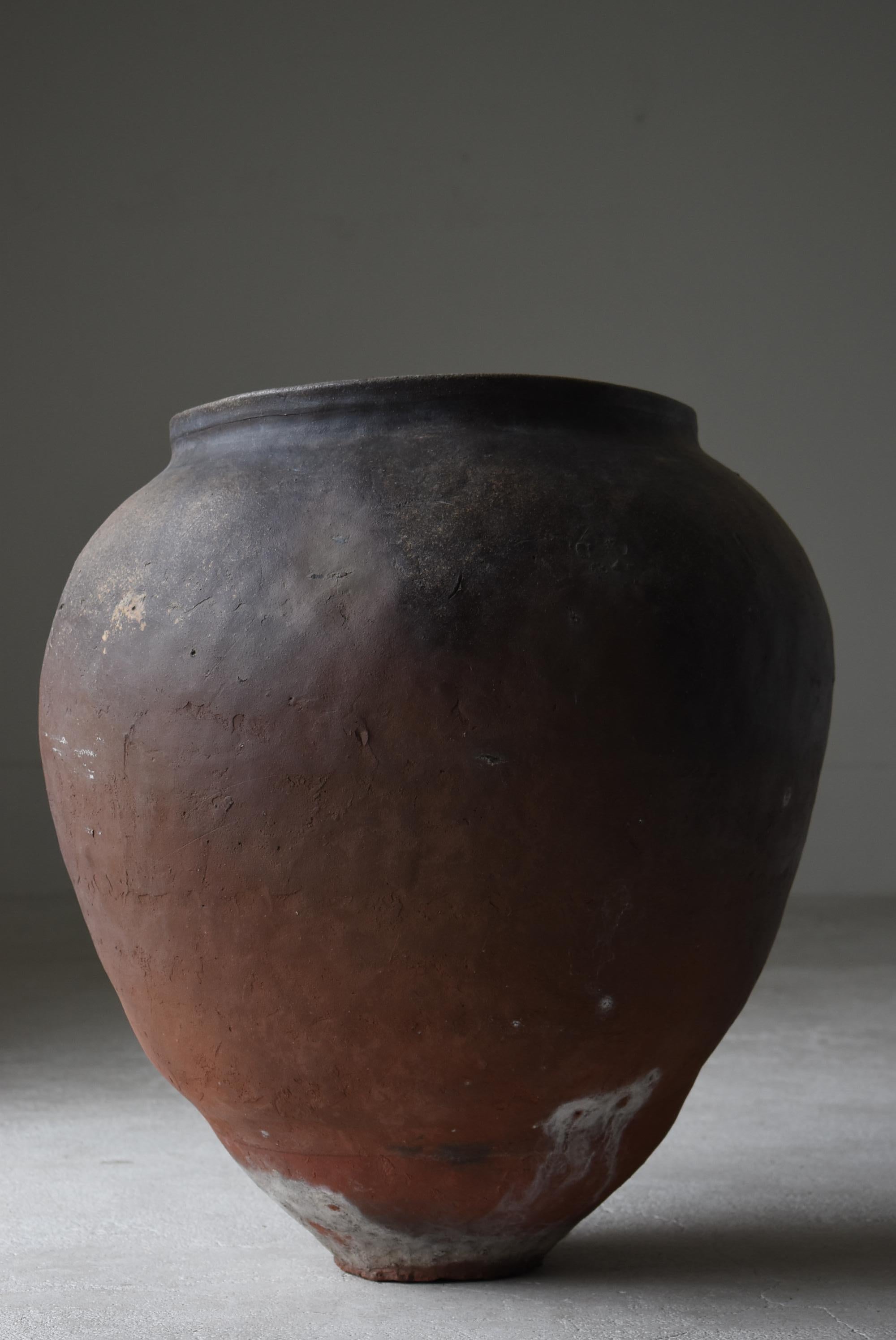 Japanese Old Huge Pottery 1700s-1800s/Antique Flower Vase Vessel Jar Tsubo Edo 11