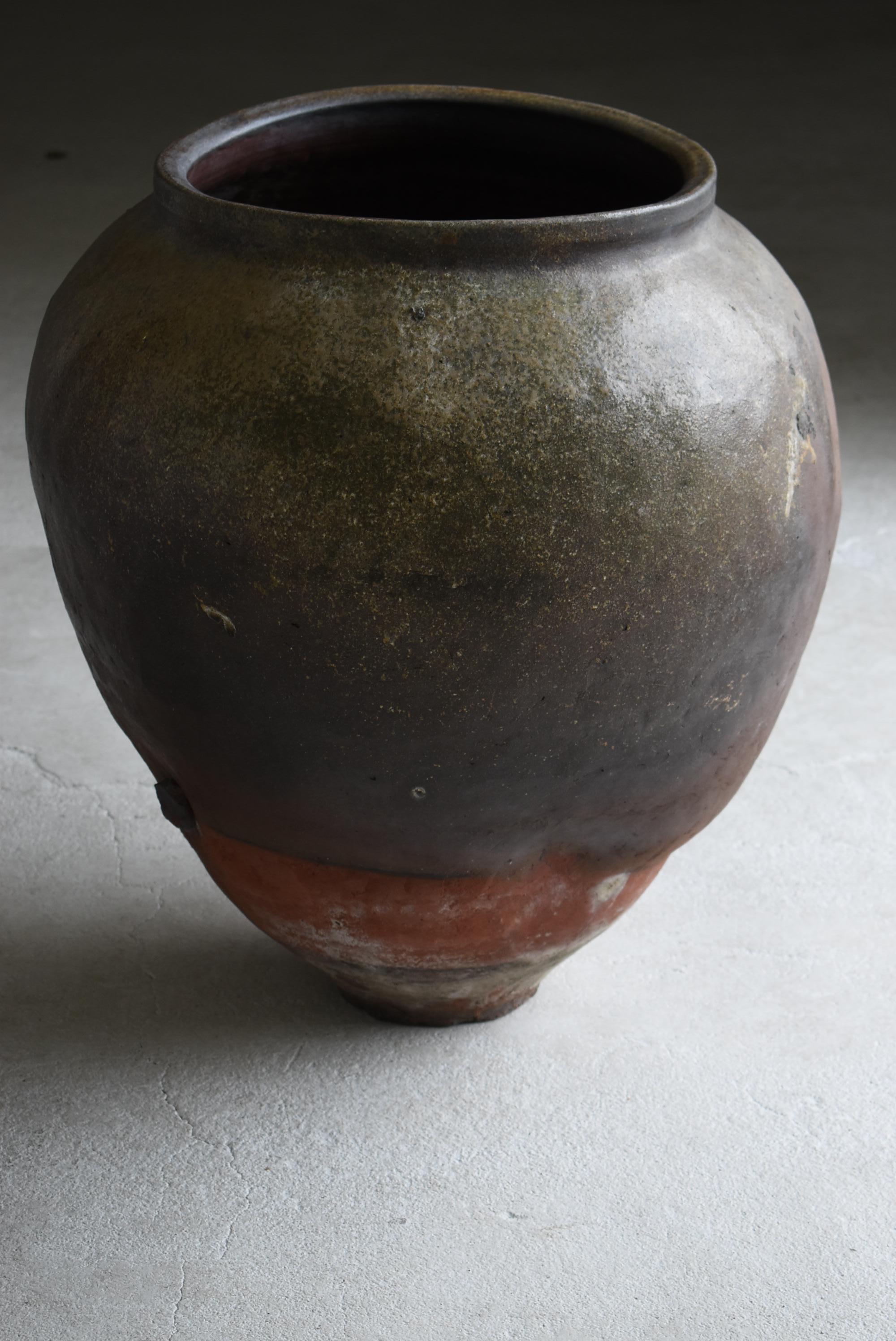 Japanese Old Huge Pottery 1700s-1800s/Antique Flower Vase Vessel Jar Tsubo Edo 12