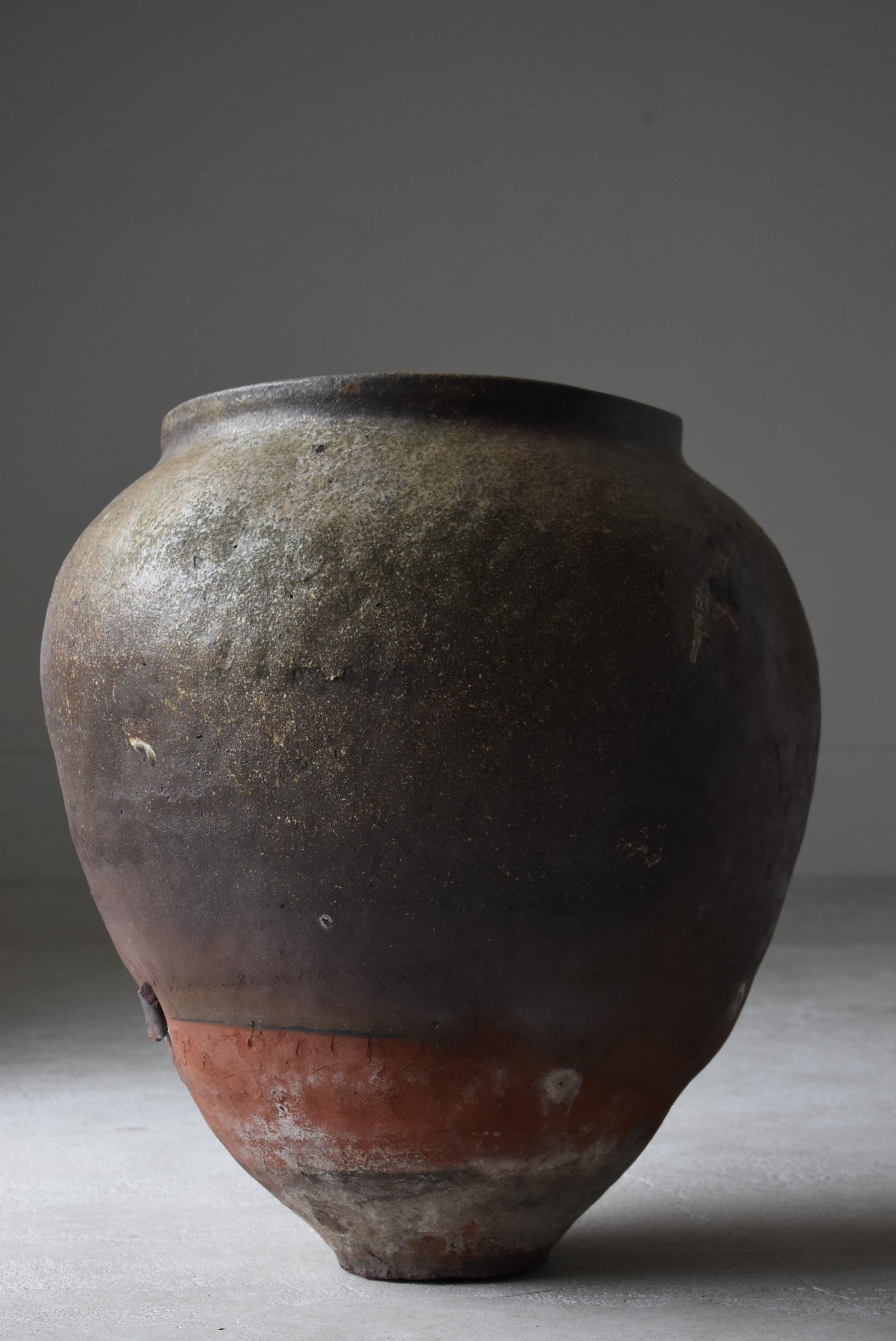 Japanese Old Huge Pottery 1700s-1800s/Antique Flower Vase Vessel Jar Tsubo Edo 4