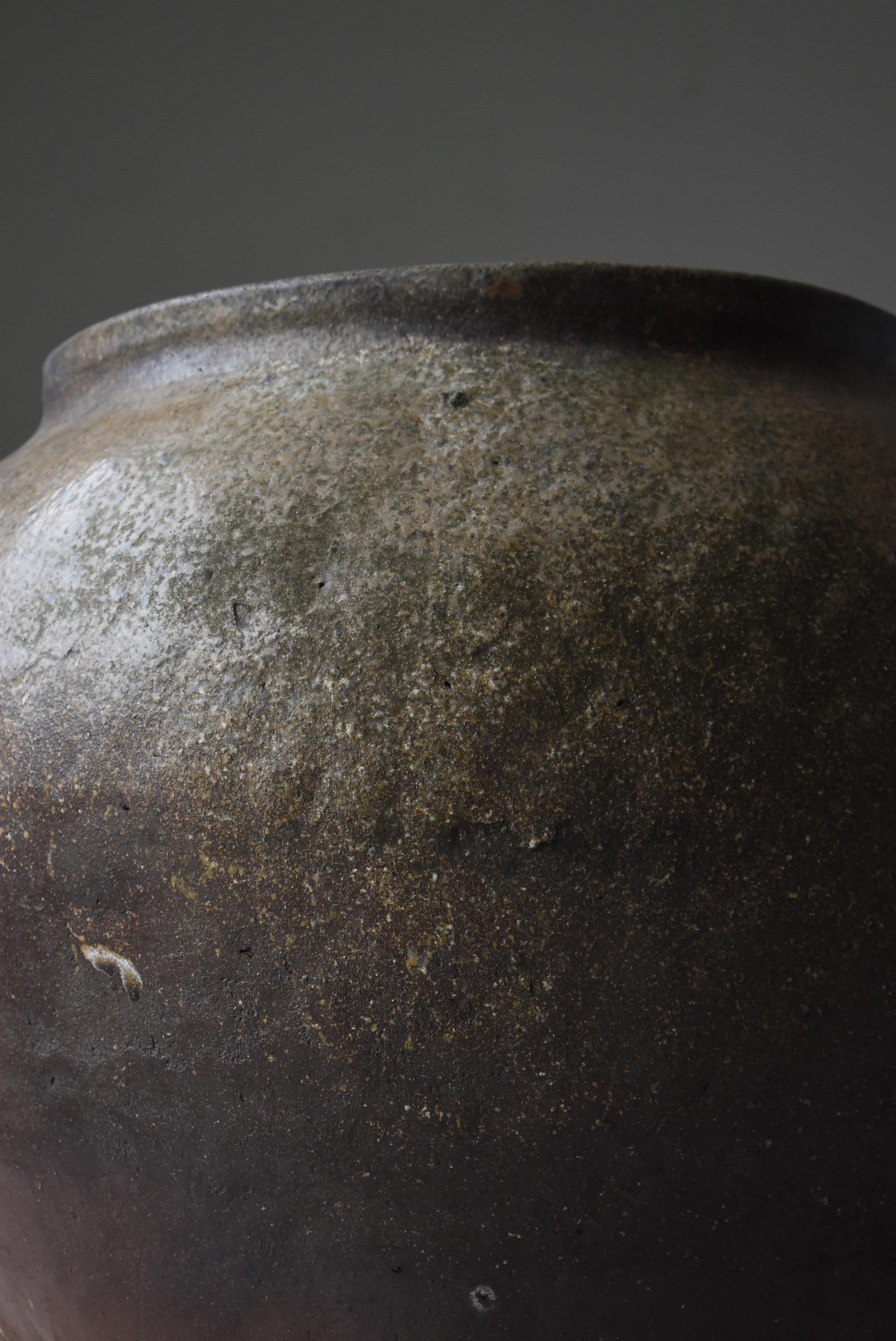 Japanese Old Huge Pottery 1700s-1800s/Antique Flower Vase Vessel Jar Tsubo Edo 5