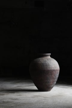 Japanese Old Huge Pottery 1800s-1860s/Antique Flower Vase Vessel Jar Wabisabi