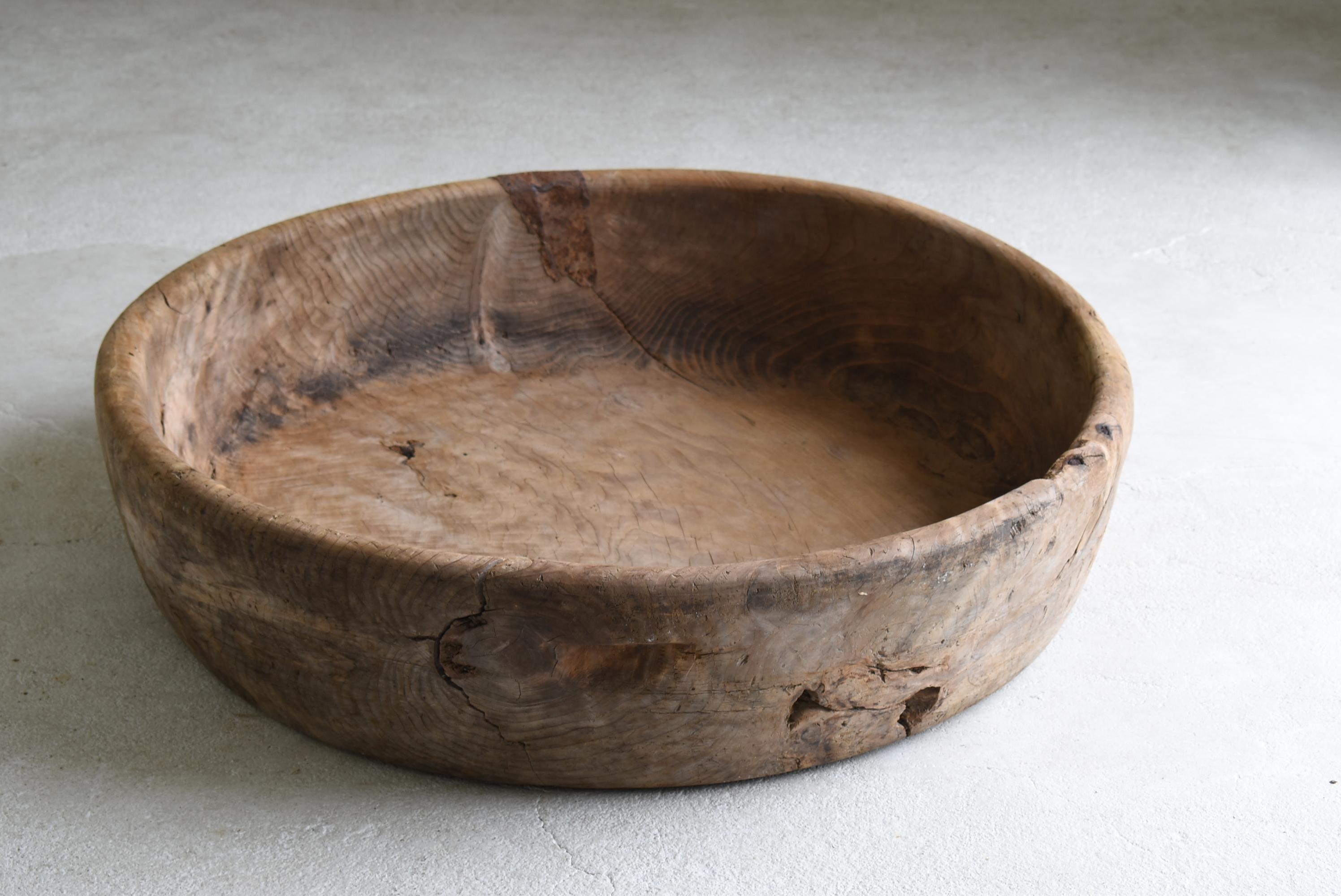 Japanese Old Huge Wooden Bowl 1860s-1900s/Antique Object Wabisabi Art 4