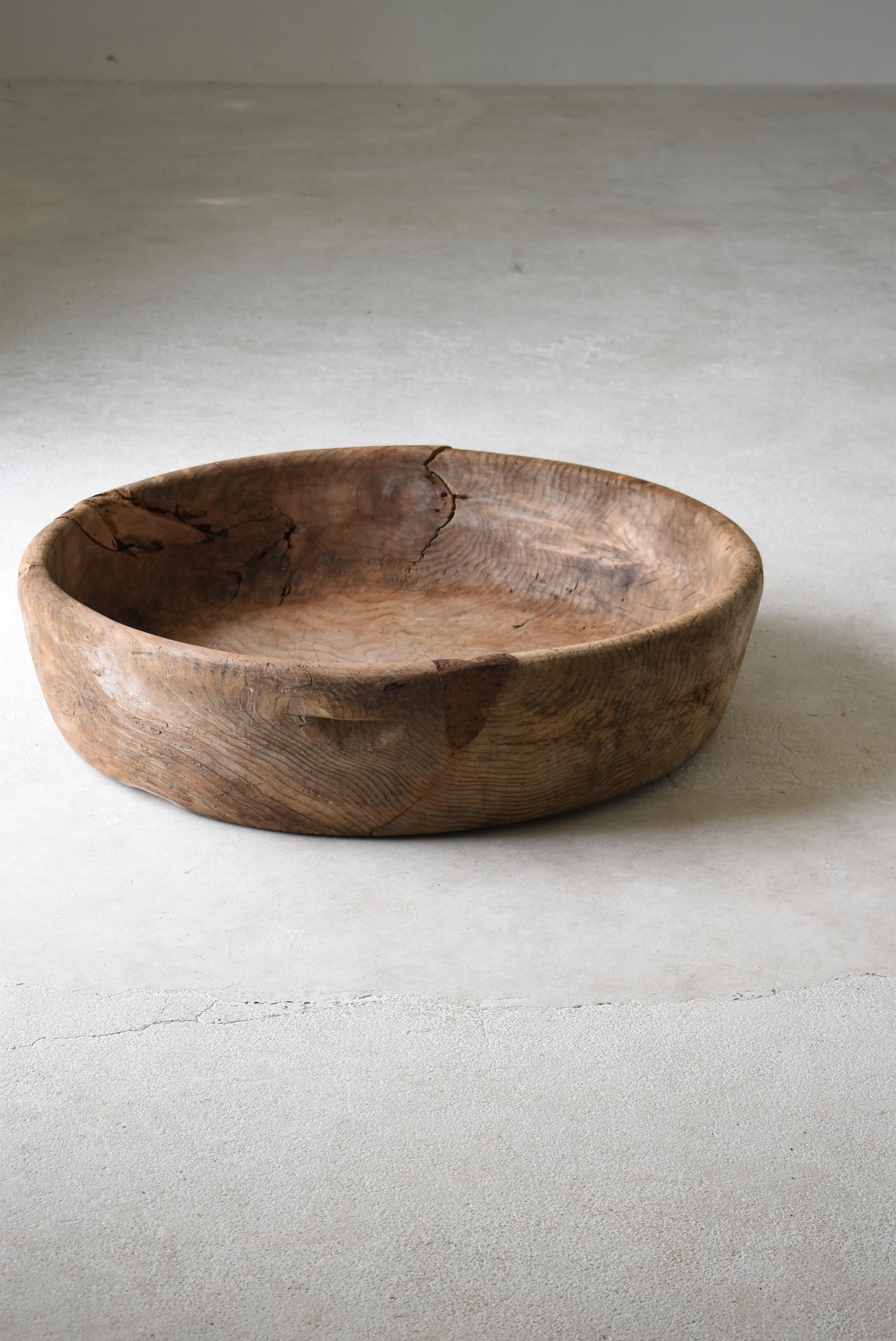 Japanese Old Huge Wooden Bowl 1860s-1900s/Antique Object Wabisabi Art 9