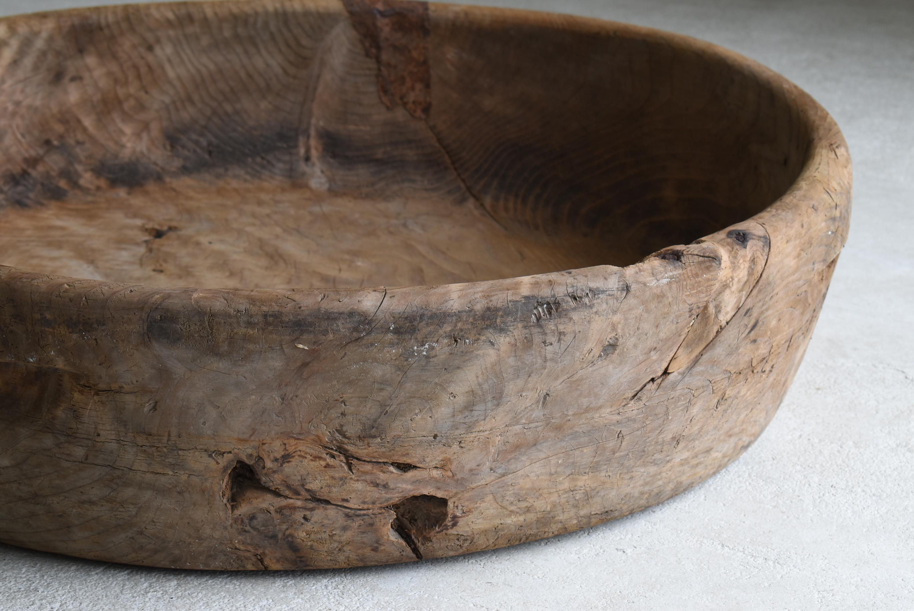 Japanese Old Huge Wooden Bowl 1860s-1900s/Antique Object Wabisabi Art 2