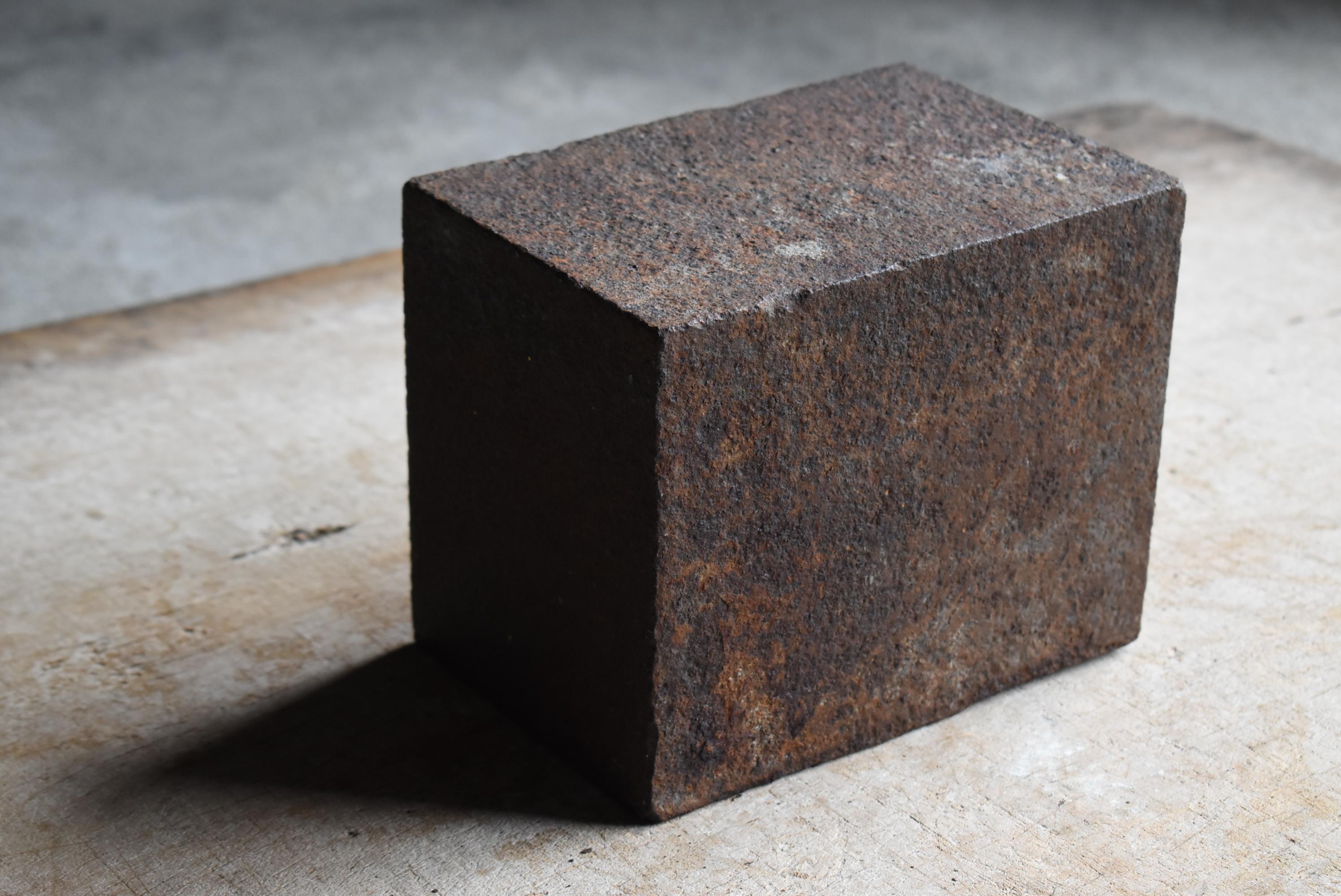Showa Japanese Old Iron Block 1950s-1970s / Display stand Wabi Sabi For Sale