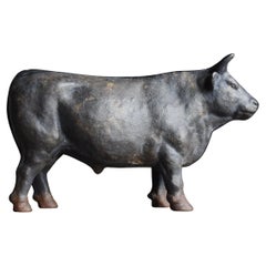 Japanese Old Iron Cow Figurine 1950s-1970s / Object Sculpture Wabi Sabi