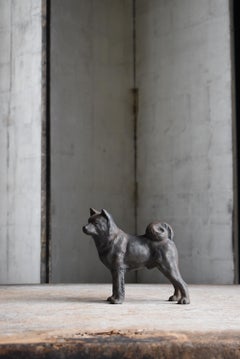 Japanese Old Iron Dog Figurine 1950s-1970s / Object Wabi Sabi