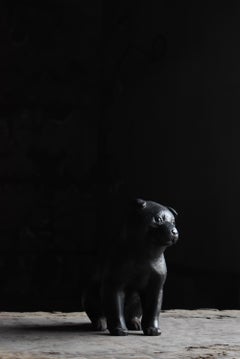 Japanese Old Iron Dog Figurine 1950s-1970s / Puppy Sculpture Wabisabi
