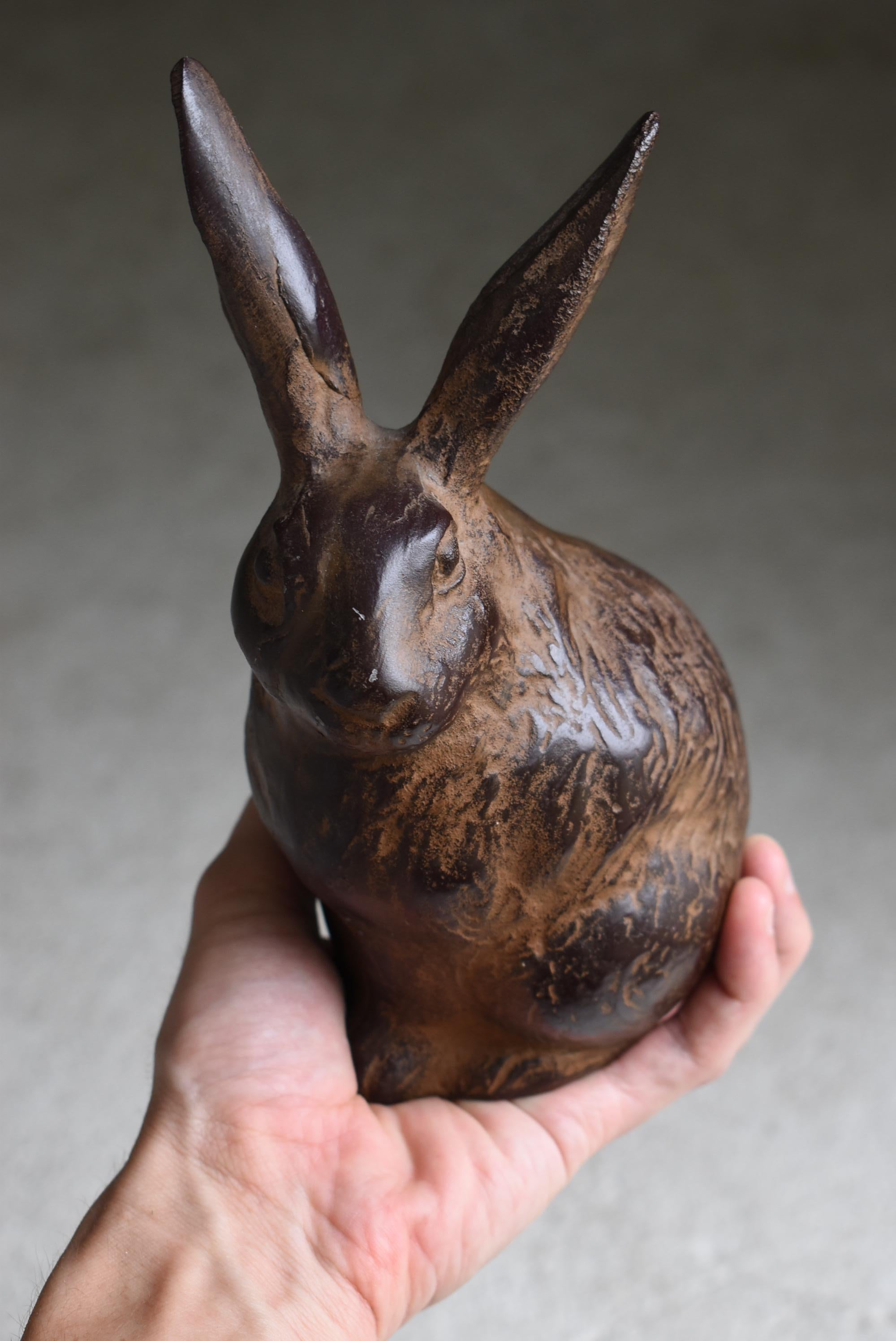 Japanese Old Iron Rabbit 1940s-1970s / Animal Figurine Object Wabi Sabi 5