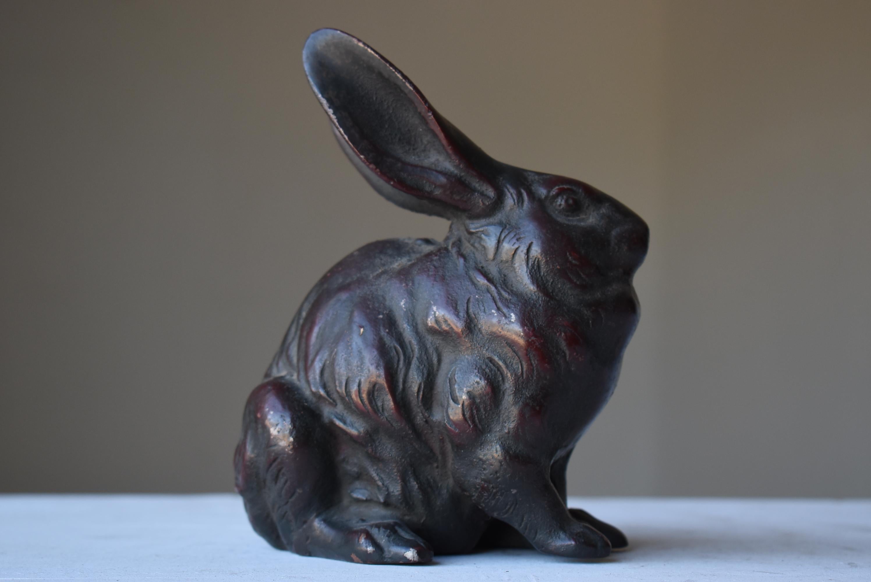 Japanese Old Iron Rabbit 1940s-1970s / Sculpture Figurine Object Wabi Sabi 5