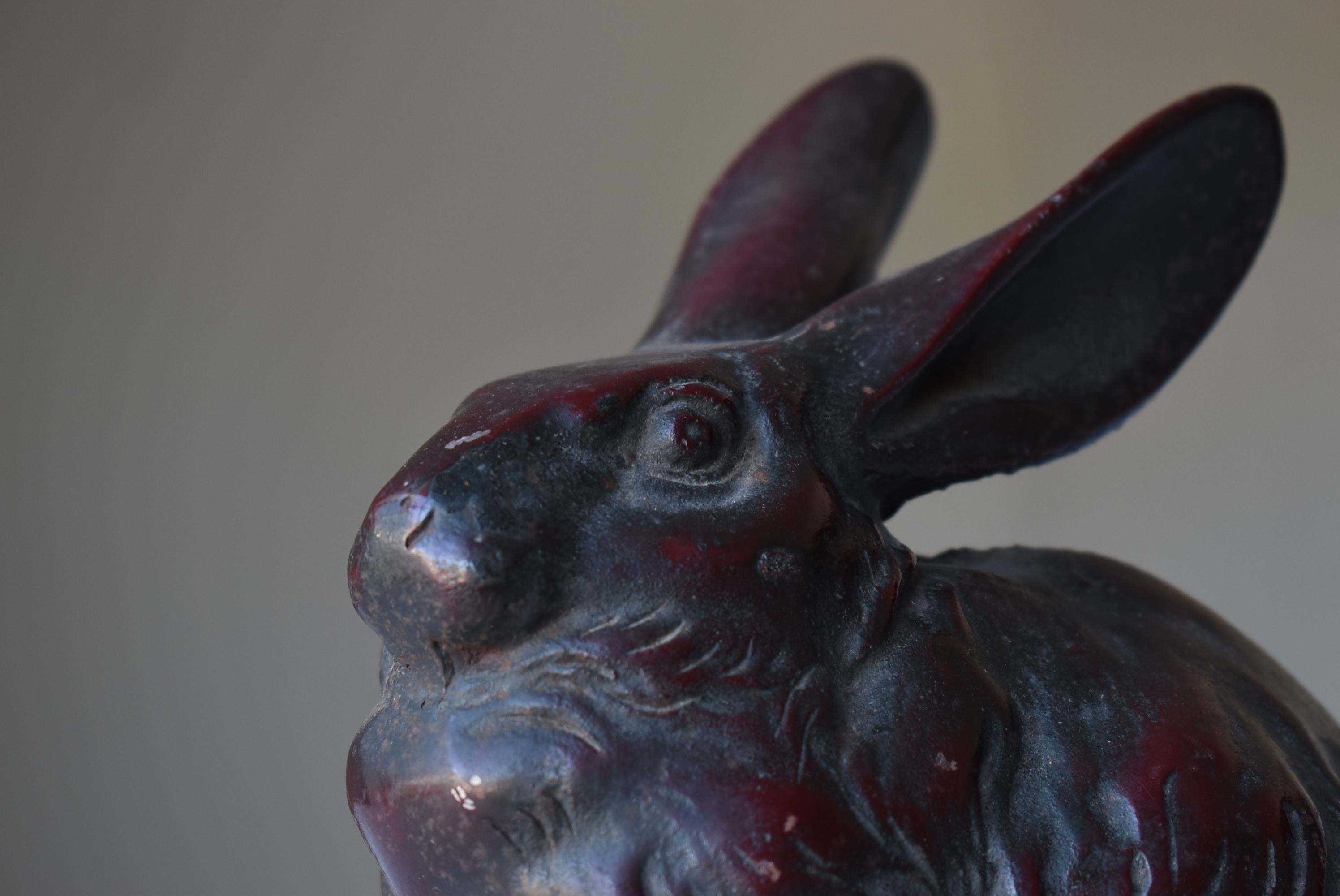 20th Century Japanese Old Iron Rabbit 1940s-1970s / Sculpture Figurine Object Wabi Sabi For Sale